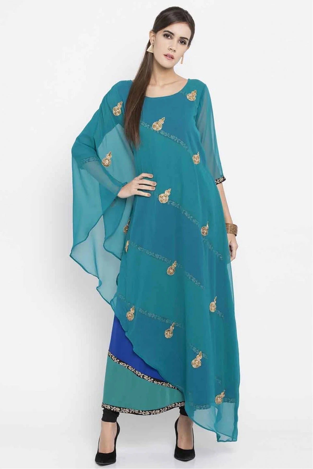 Blue Colour Plus Size Faux Georgette Kurti KR1070435