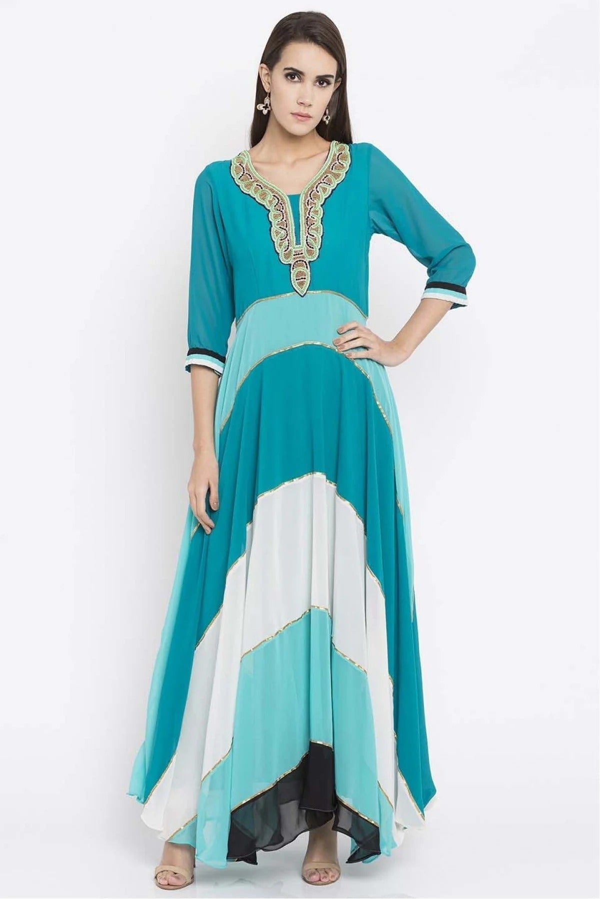 Blue Colour Plus Size Faux Georgette Kurti KR1070442