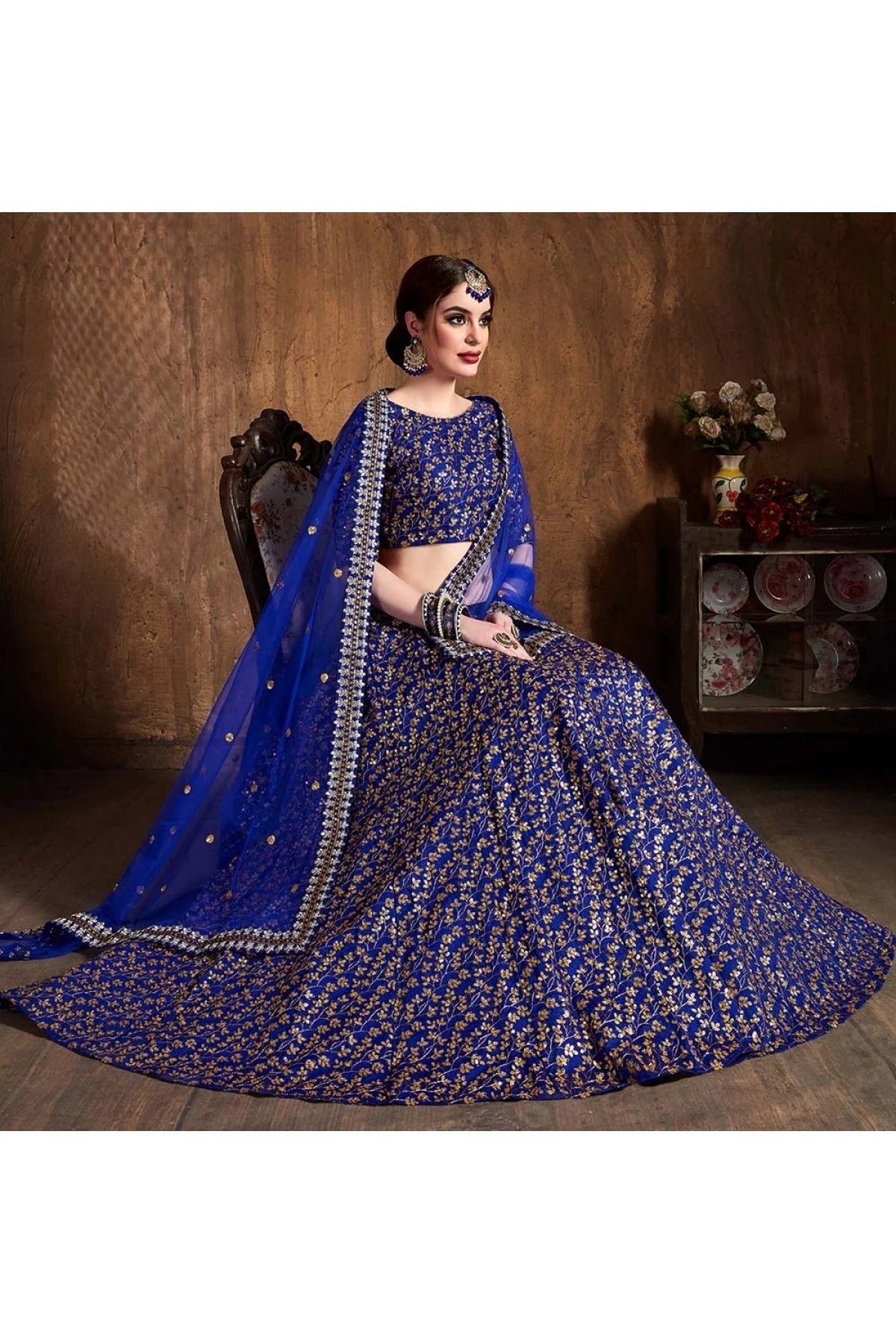 Blue Colour Raw Silk Lehenga Choli LC1010066 C