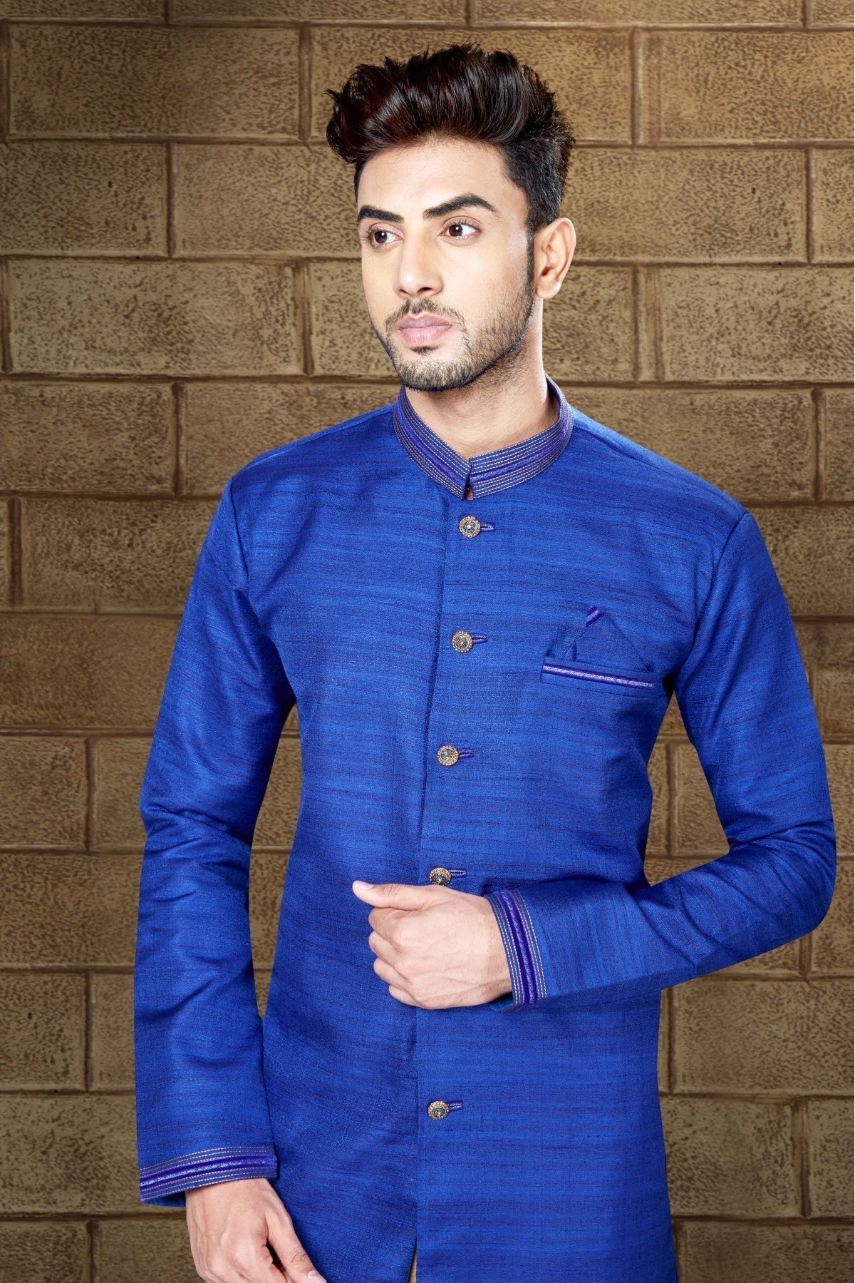 Blue Colour Silk Indo Western SH1040205 A
