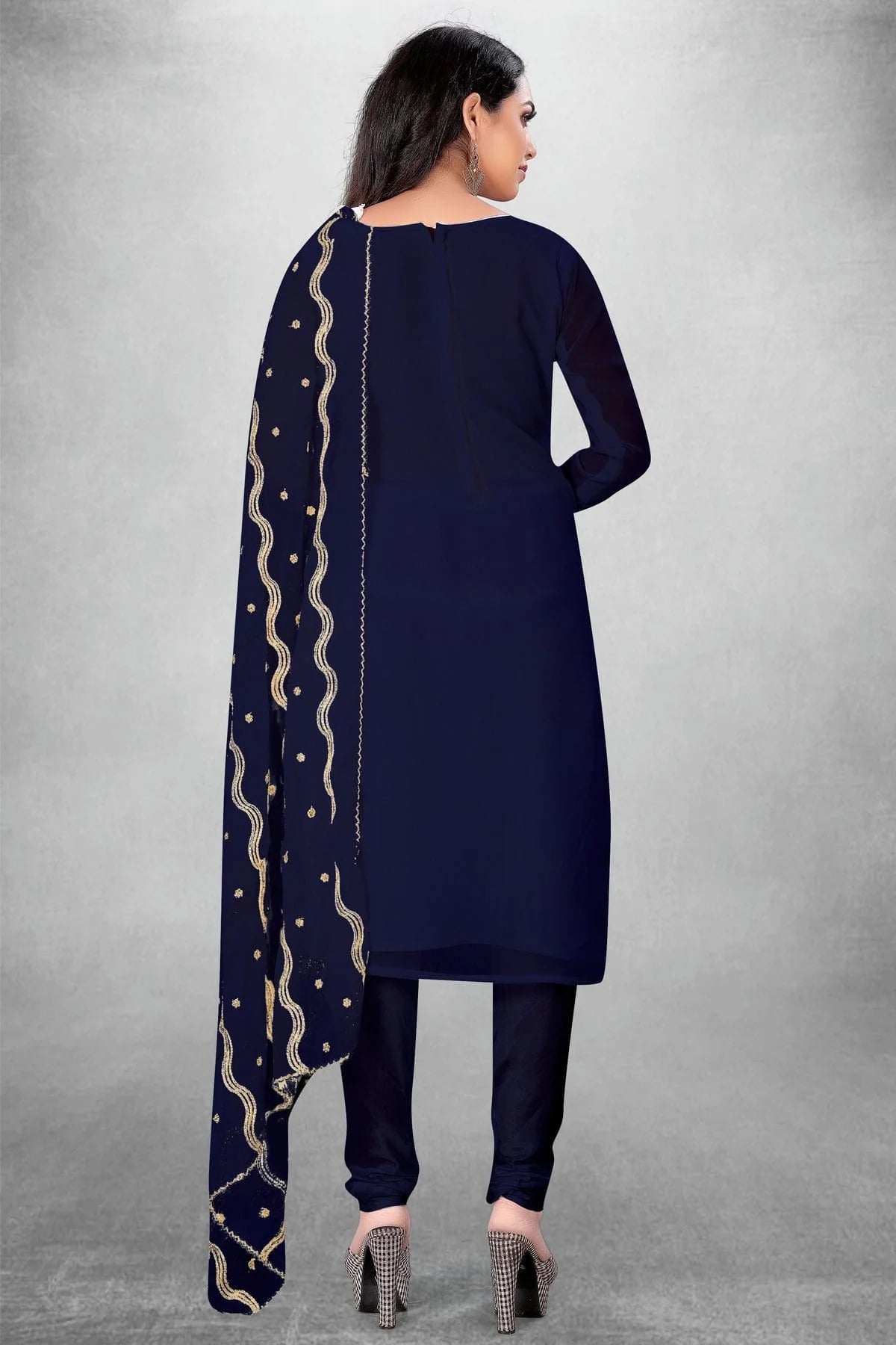 Blue Colour Unstitched Georgette Churidar Suit US1160790 A