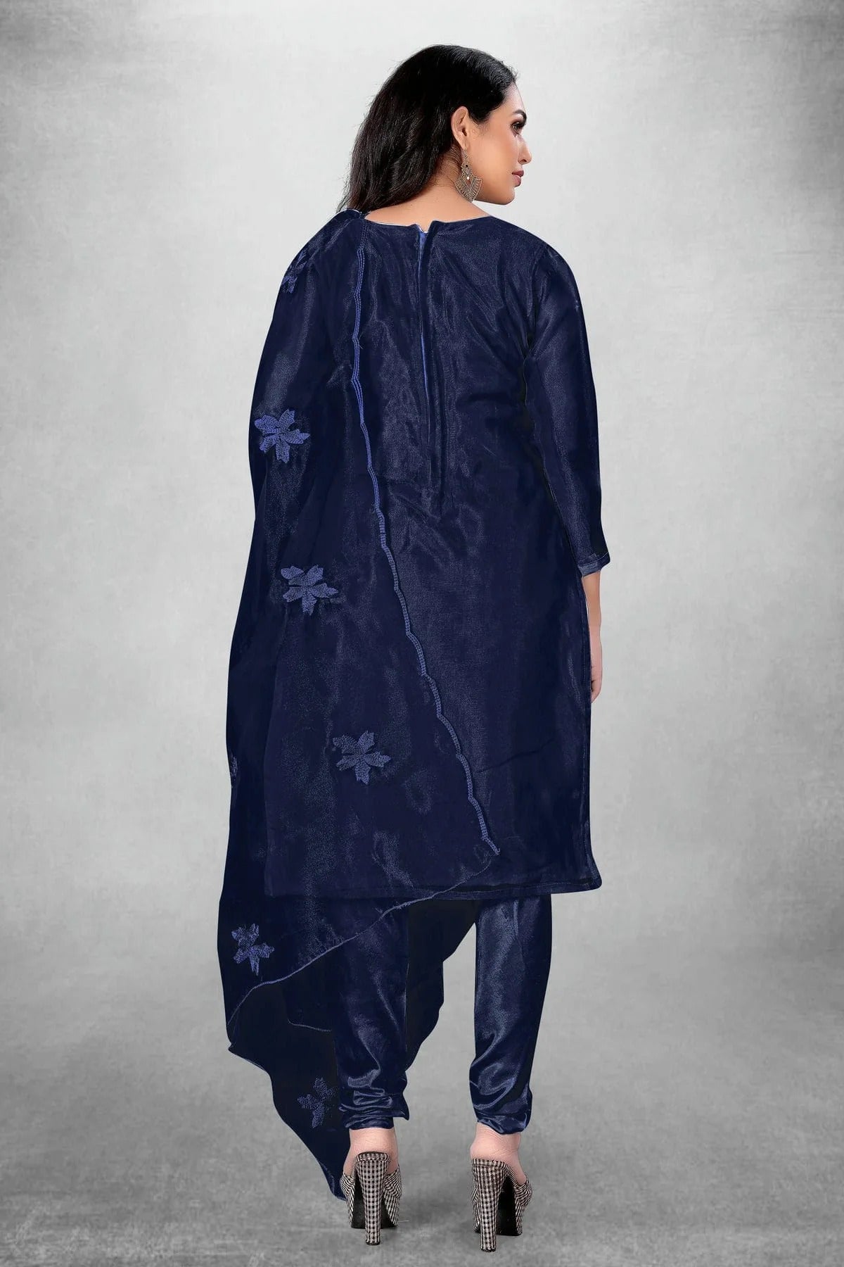 Blue Colour Unstitched Organza Churidar Suit US1160775 A