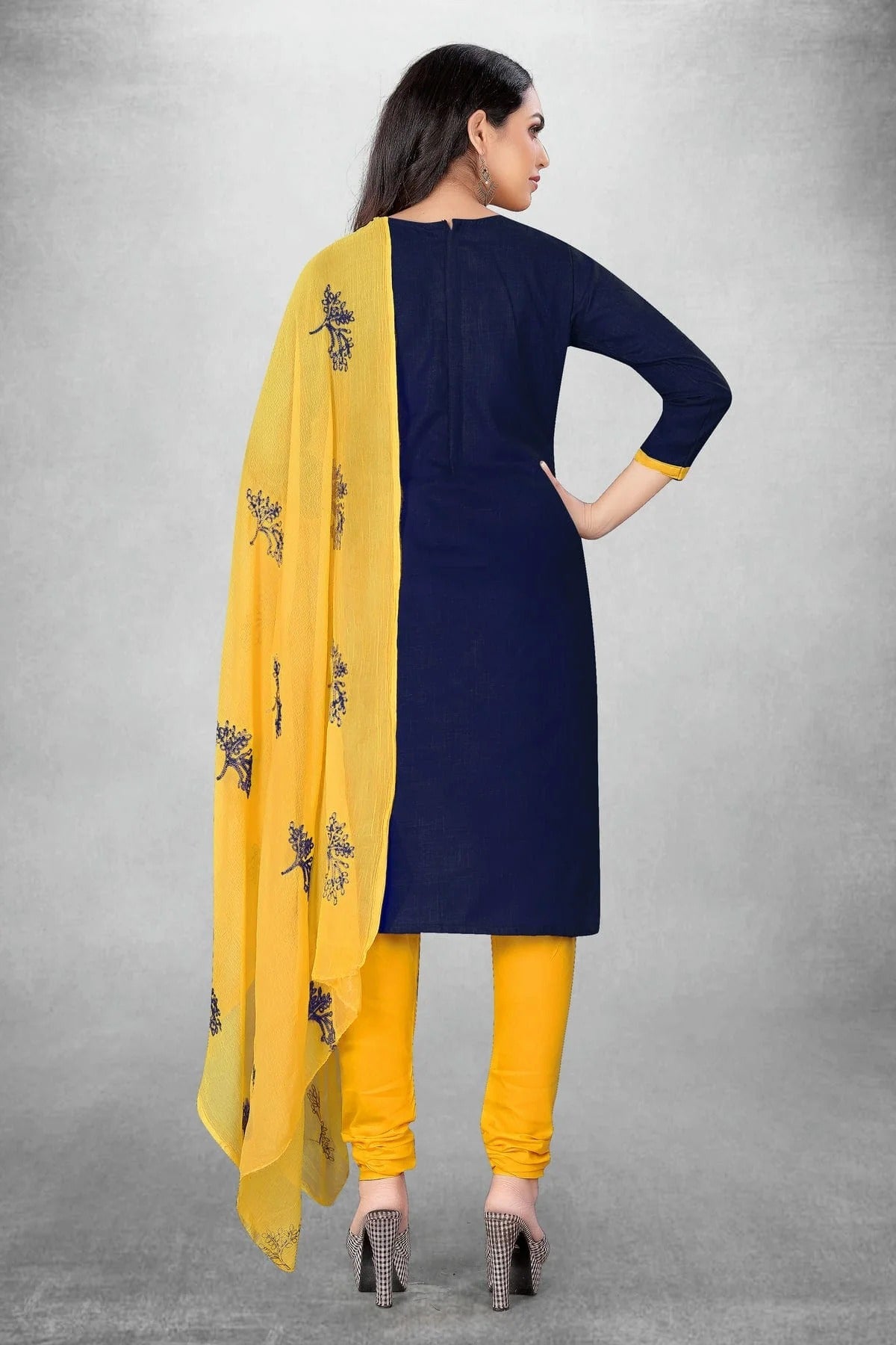 Blue Colour Unstitched Slub Cotton Churidar Suit US1160753 A