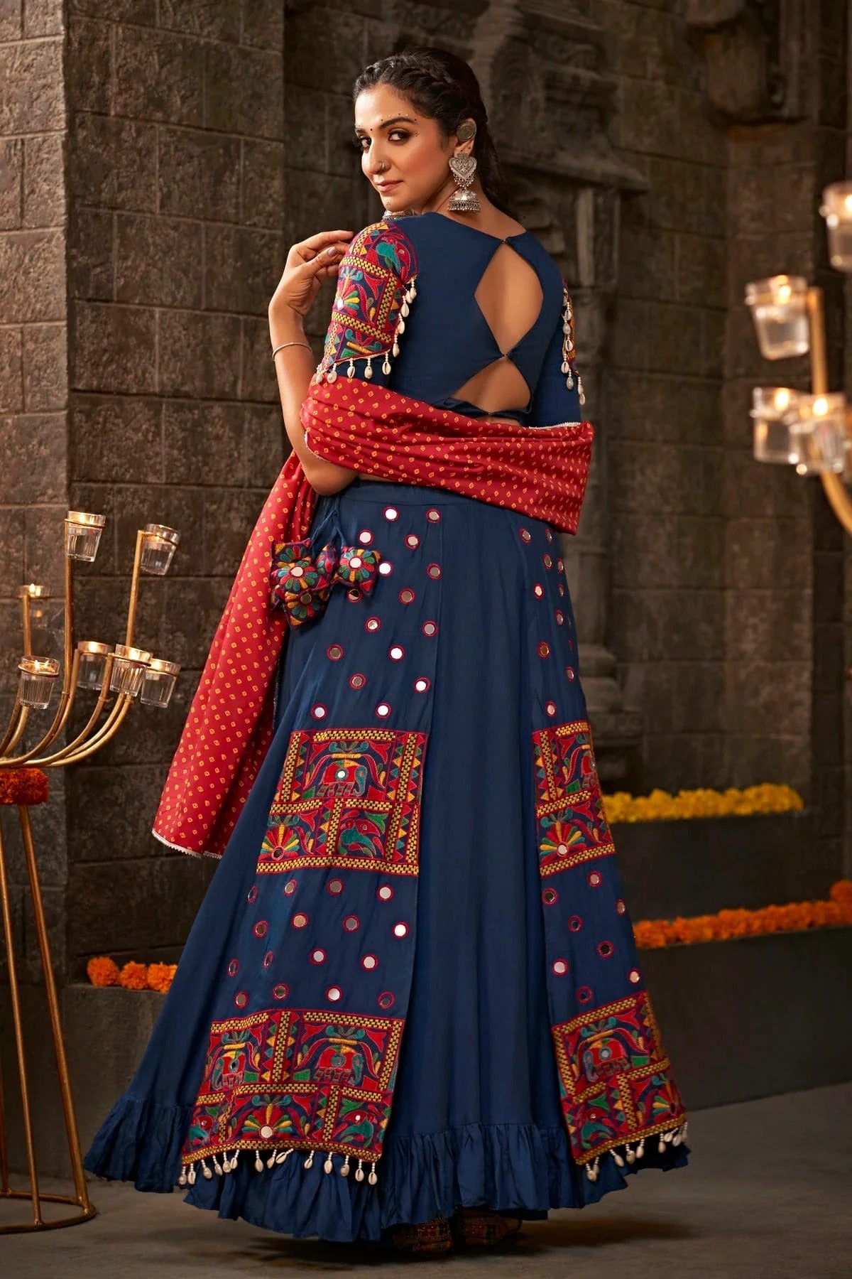 Blue Colour Viscose Rayon Navratri Lehenga LC1150223 A