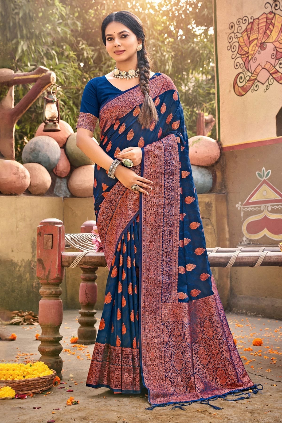 Blue Colour Woven Work Banarasi Silk Saree SD1101728