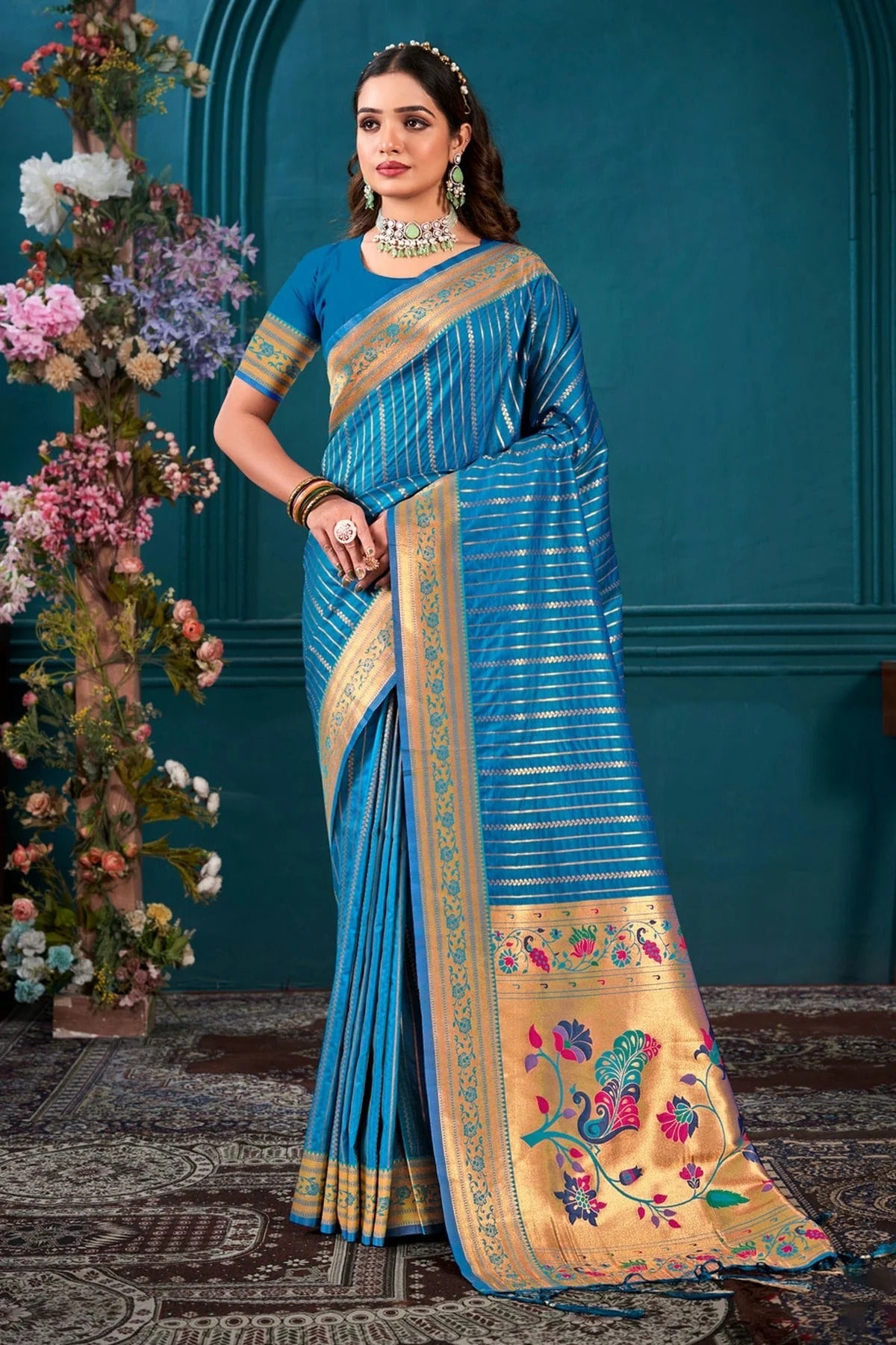 Blue Colour Woven Work Paithani Silk Saree SD1101830