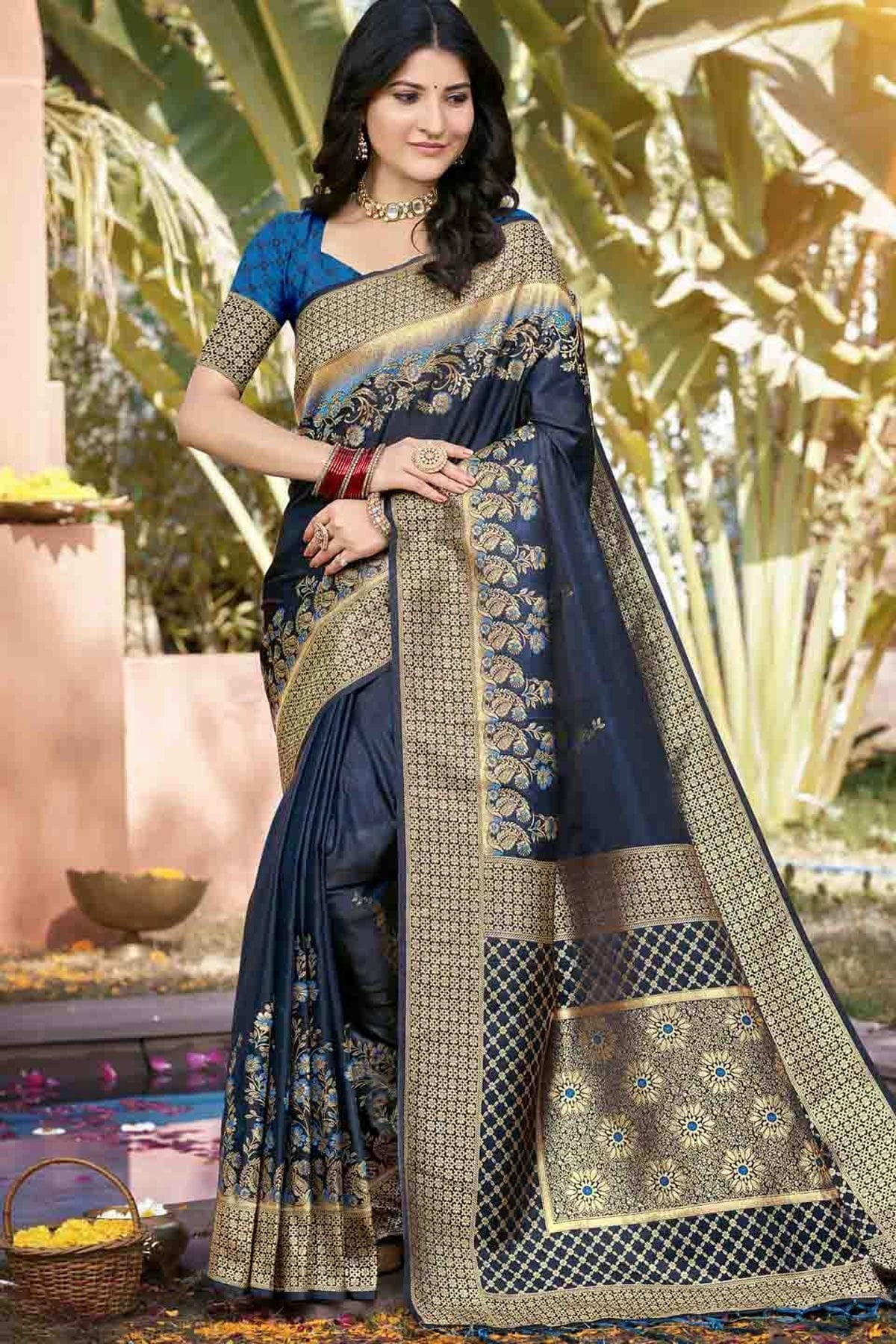 Blue Colour Woven Work Silk Traditional Saree SD1103507
