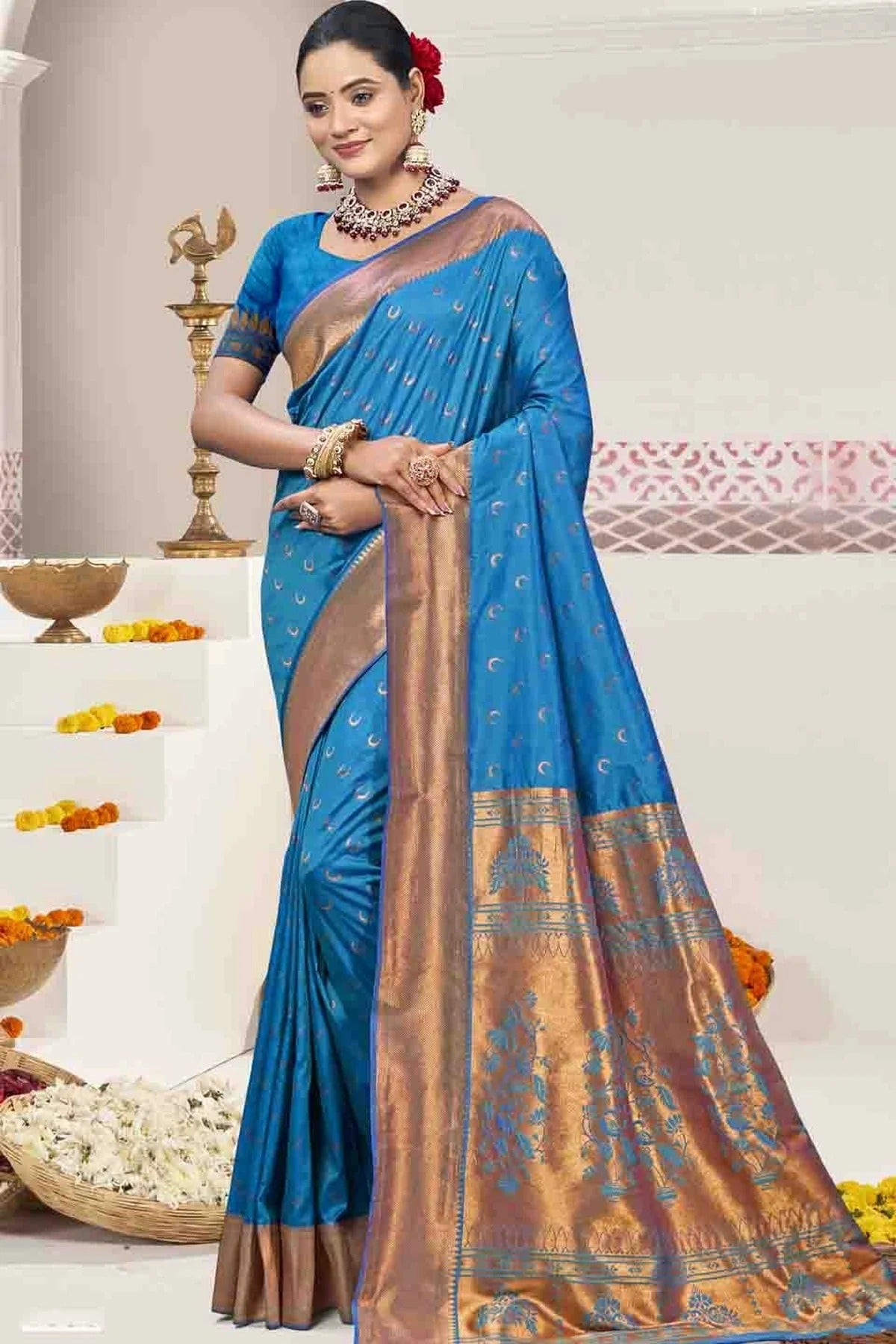 Blue Colour Woven Work Silk Traditional Saree SD1103528