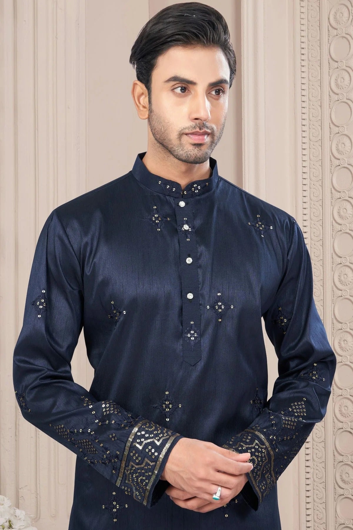Blue Pure Silk Kurta Pajama KP1040700 A