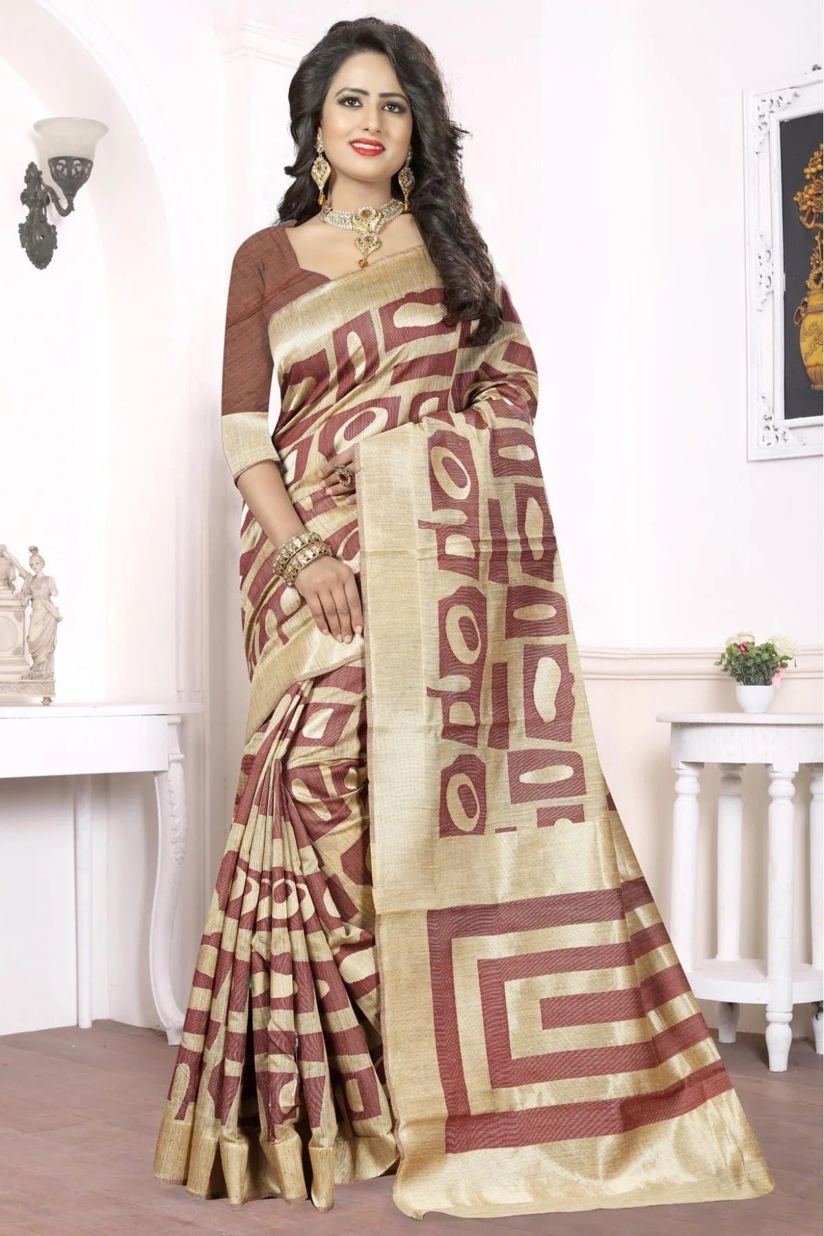 Brown Colour Banarasi Art Silk Woven Saree SD1120167