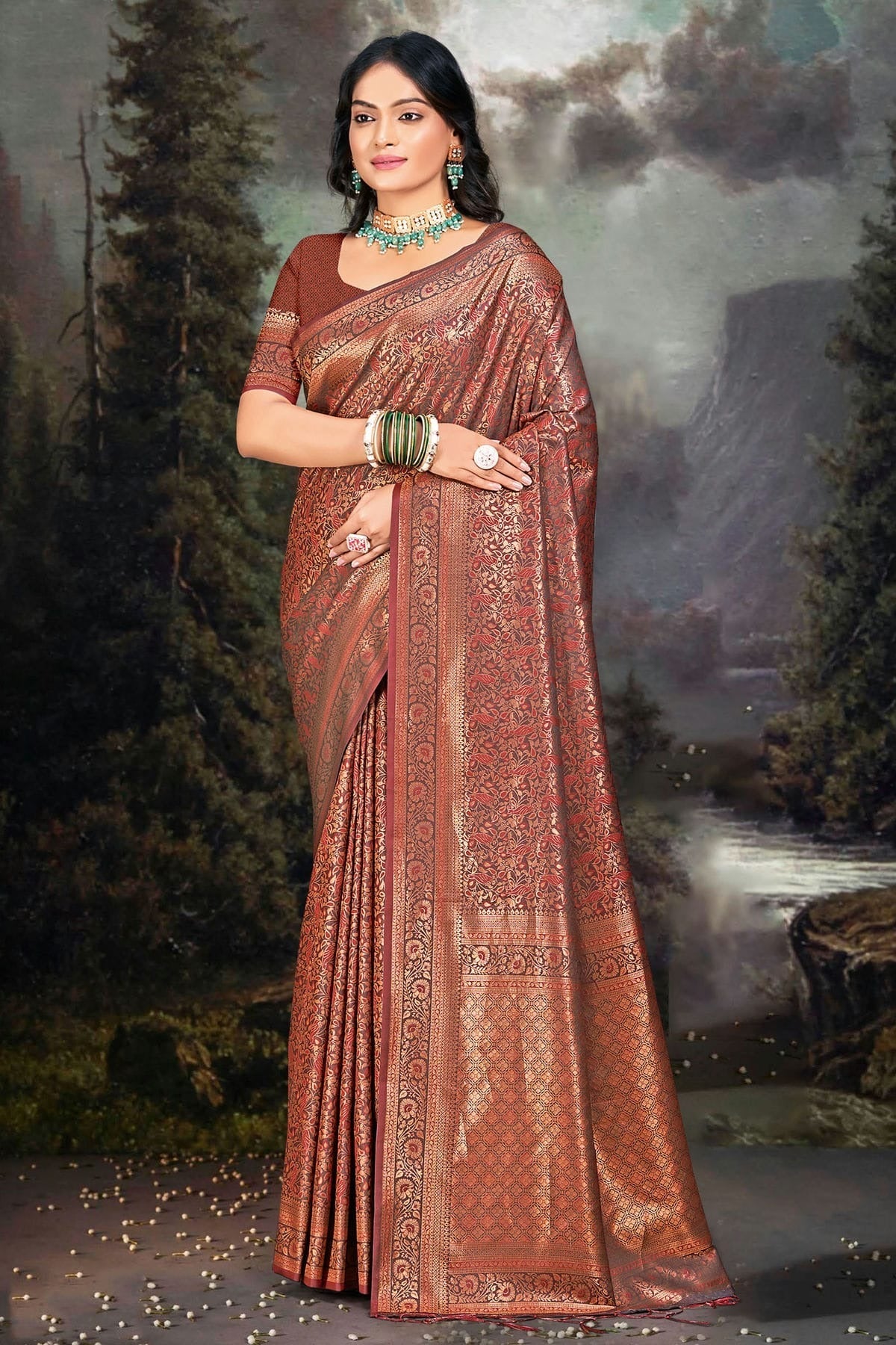 Brown Colour Banarasi Silk Traditional Saree SD1102380