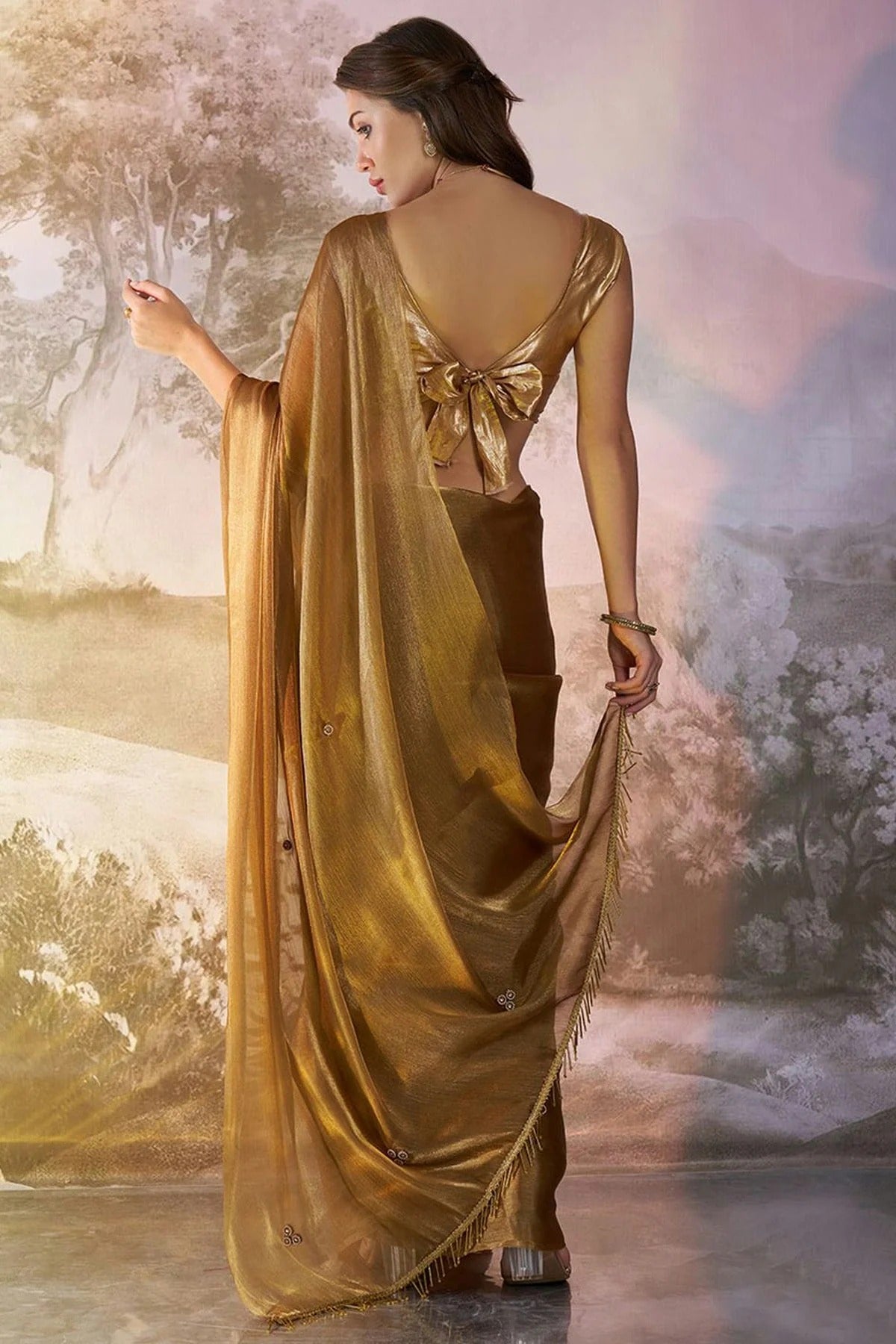 Brown Colour Burberry Organza Saree SD1112724 A