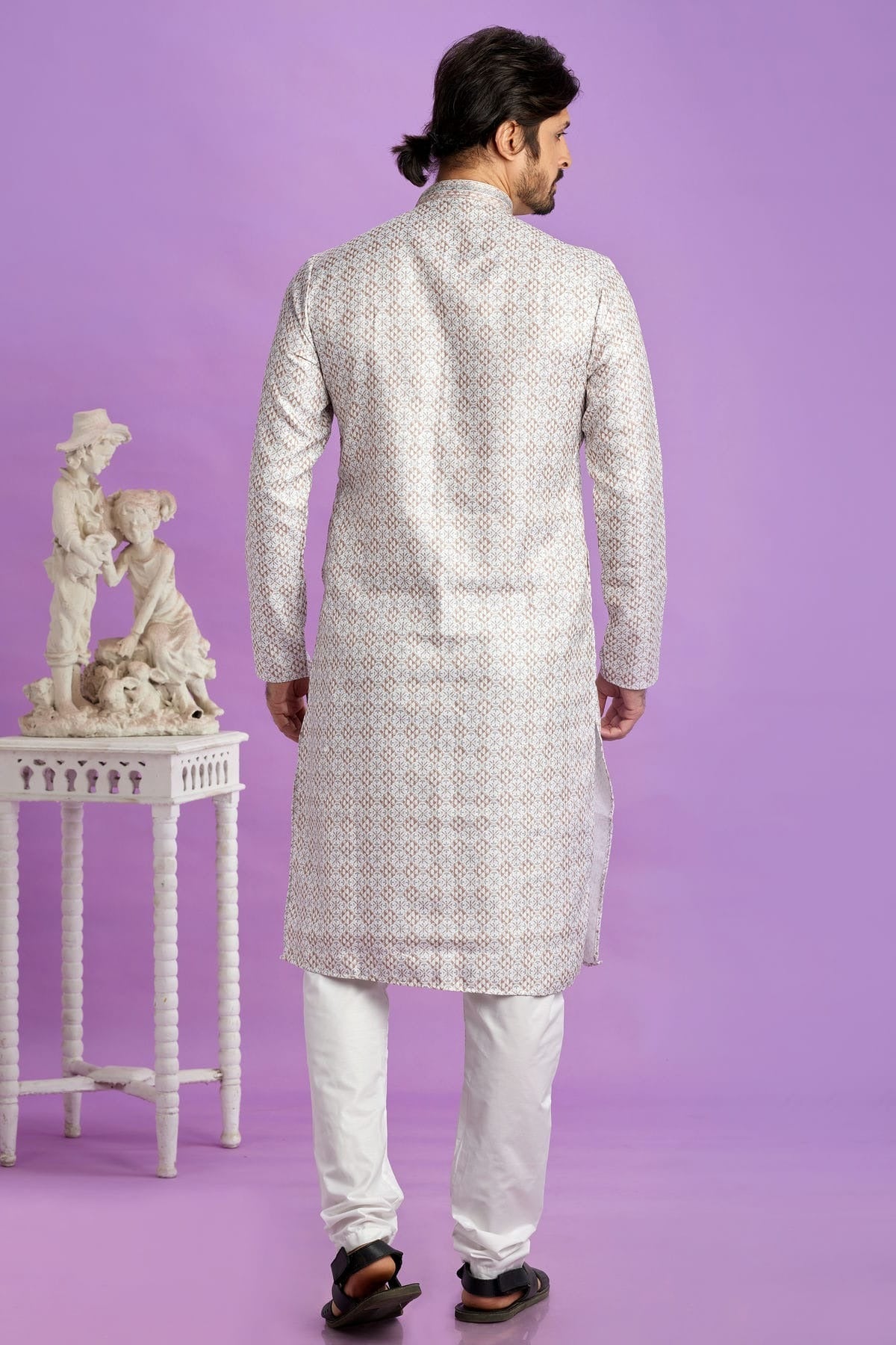 Brown Colour Cotton Pintex Work Kurta Pajama KP1230185 B