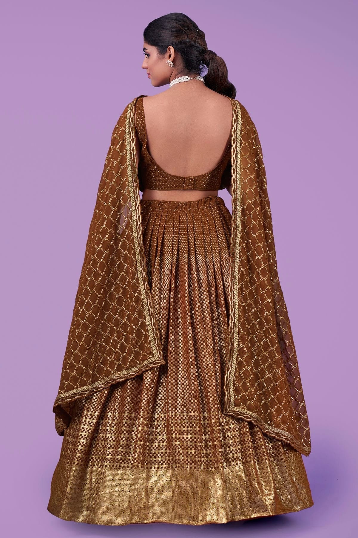 Brown Colour Embroidery Georgette Lehenga Choli LD1080670 A