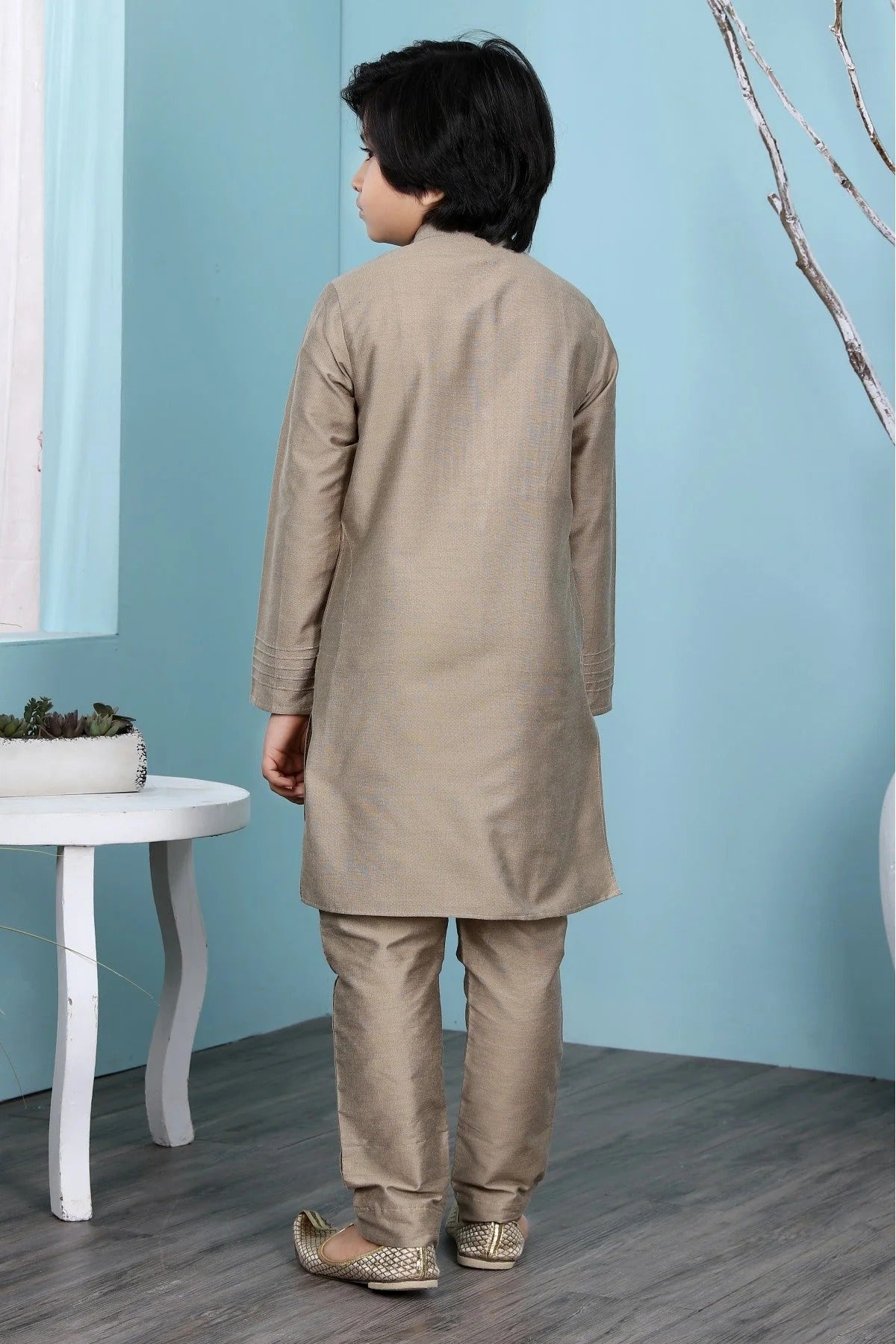 Brown Colour Handloom Silk Kurta Pajama BW1070087 C