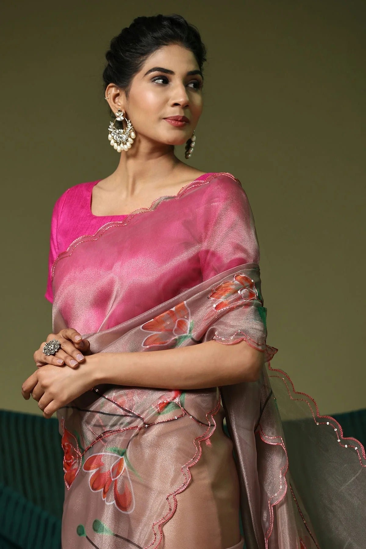Brown Colour Organza Saree SD1110401 A