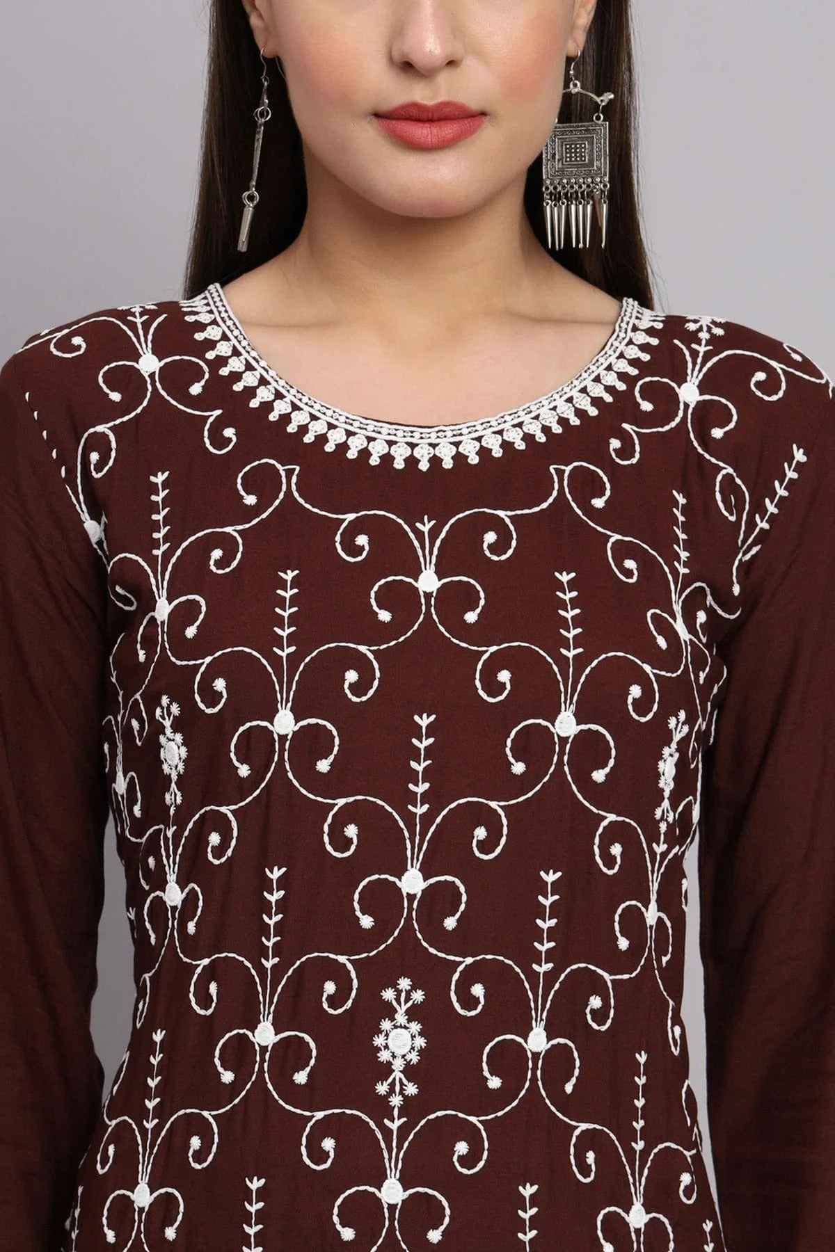 Brown Colour Rayon Kurti KR1111092 A