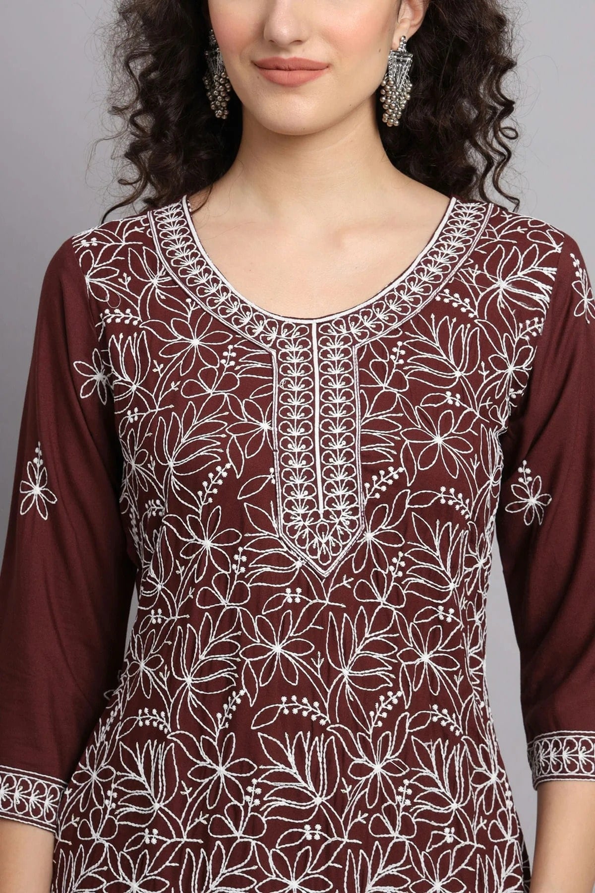Brown Colour Rayon Kurti KR1111100 A