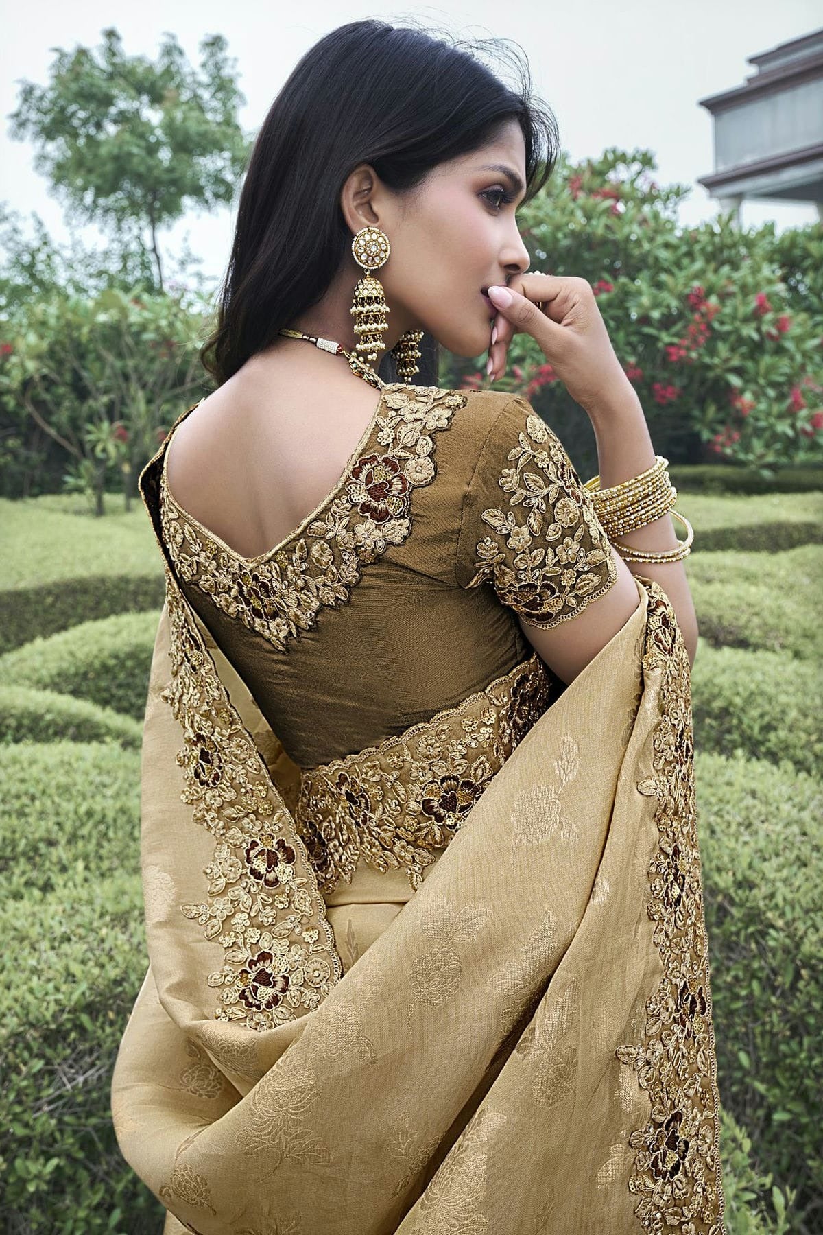 Brown Colour Tissue Silk Designer Saree SD1110964 A