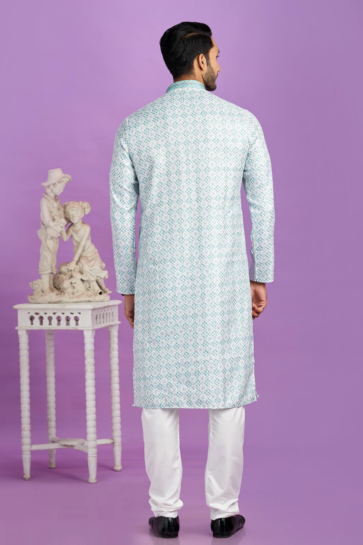 Cotton Digital Print Kurta Pajama In Sea Green Colour KP1230477 3