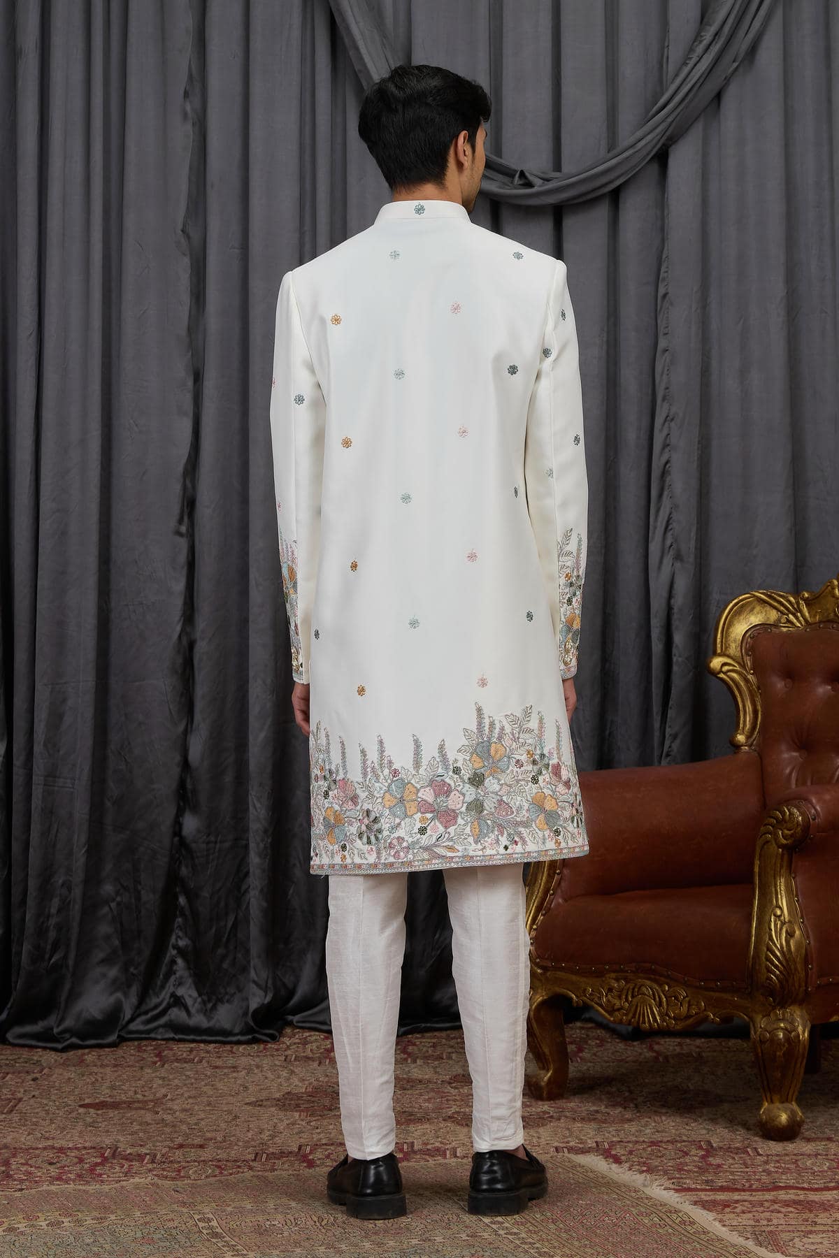 Cream Colour Art Silk Embroidery Work Indo Western Sherwani SH1230594