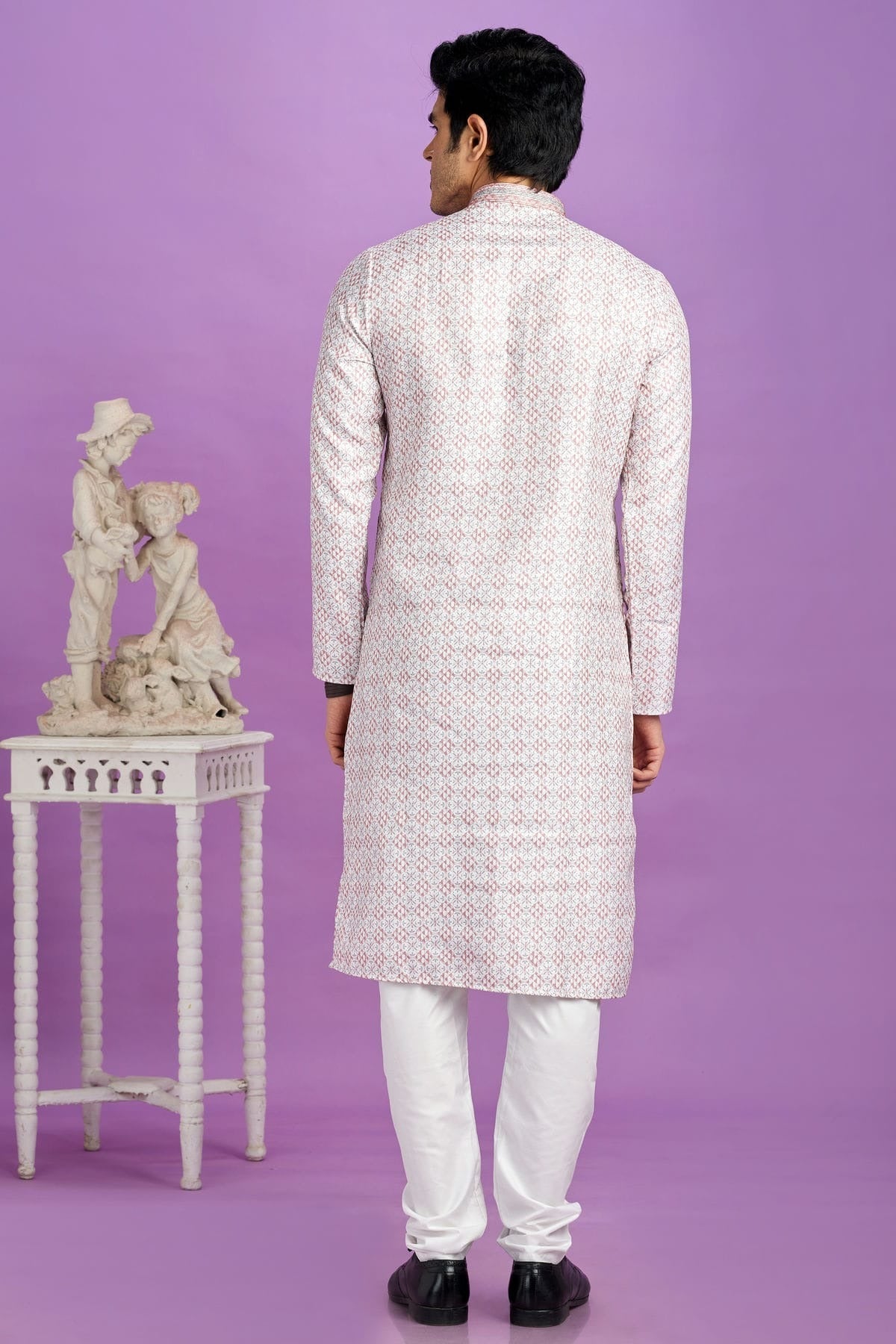 Cream Colour Cotton Pintex Work Kurta Pajama KP1230187 B