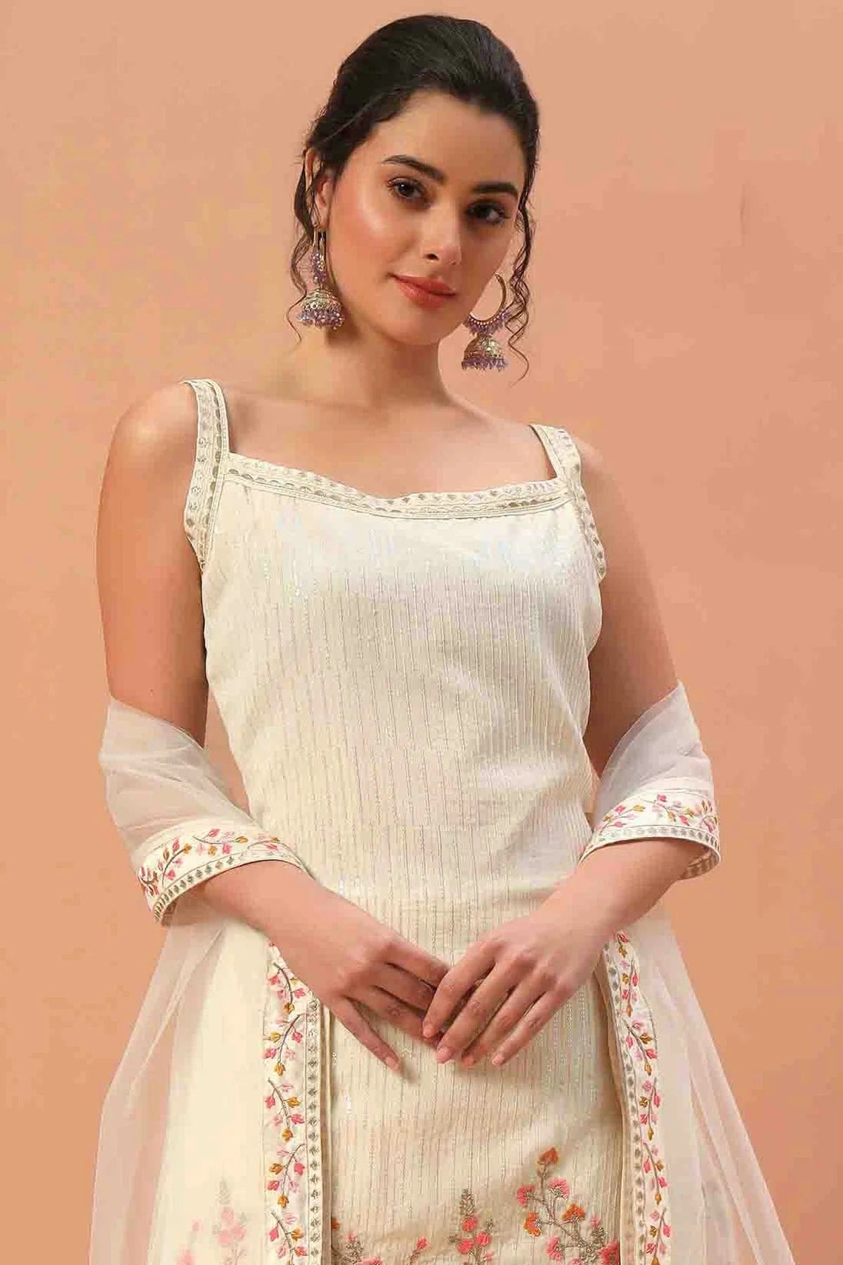 Cream Colour Georgette Stitched Sharara Suit SS1140740 A