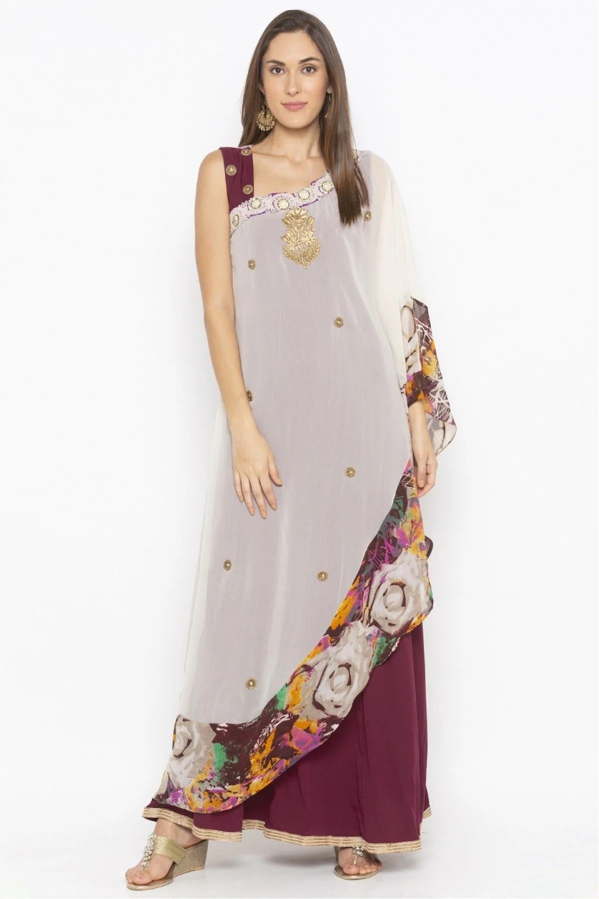 Cream Colour Plus Size Georgette Embroidery Kurta Set KR1070566