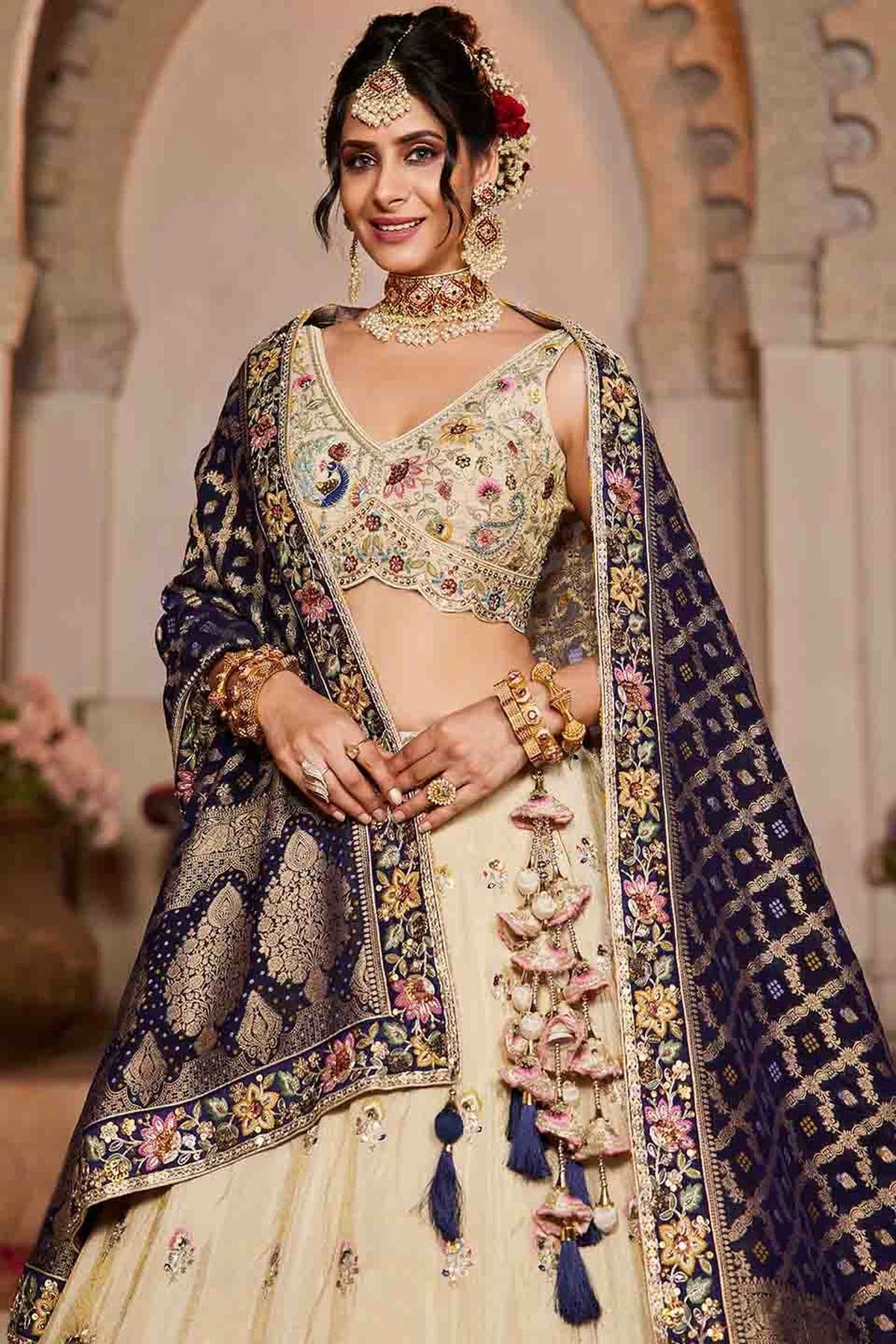 Cream Colour Tissue Lehenga Choli LC1113164 B