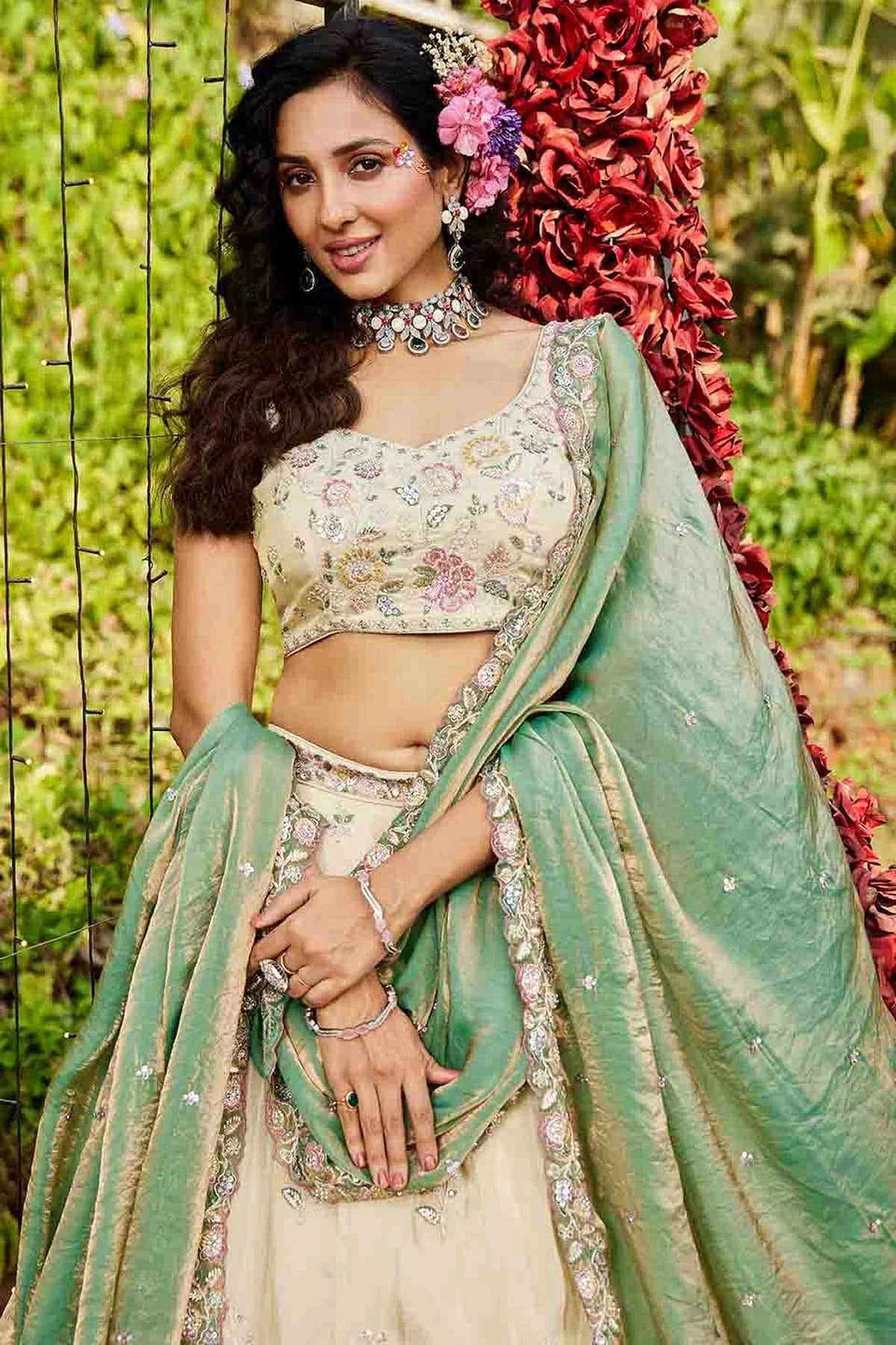 Cream Colour Tissue Lehenga Choli LC1113174 B