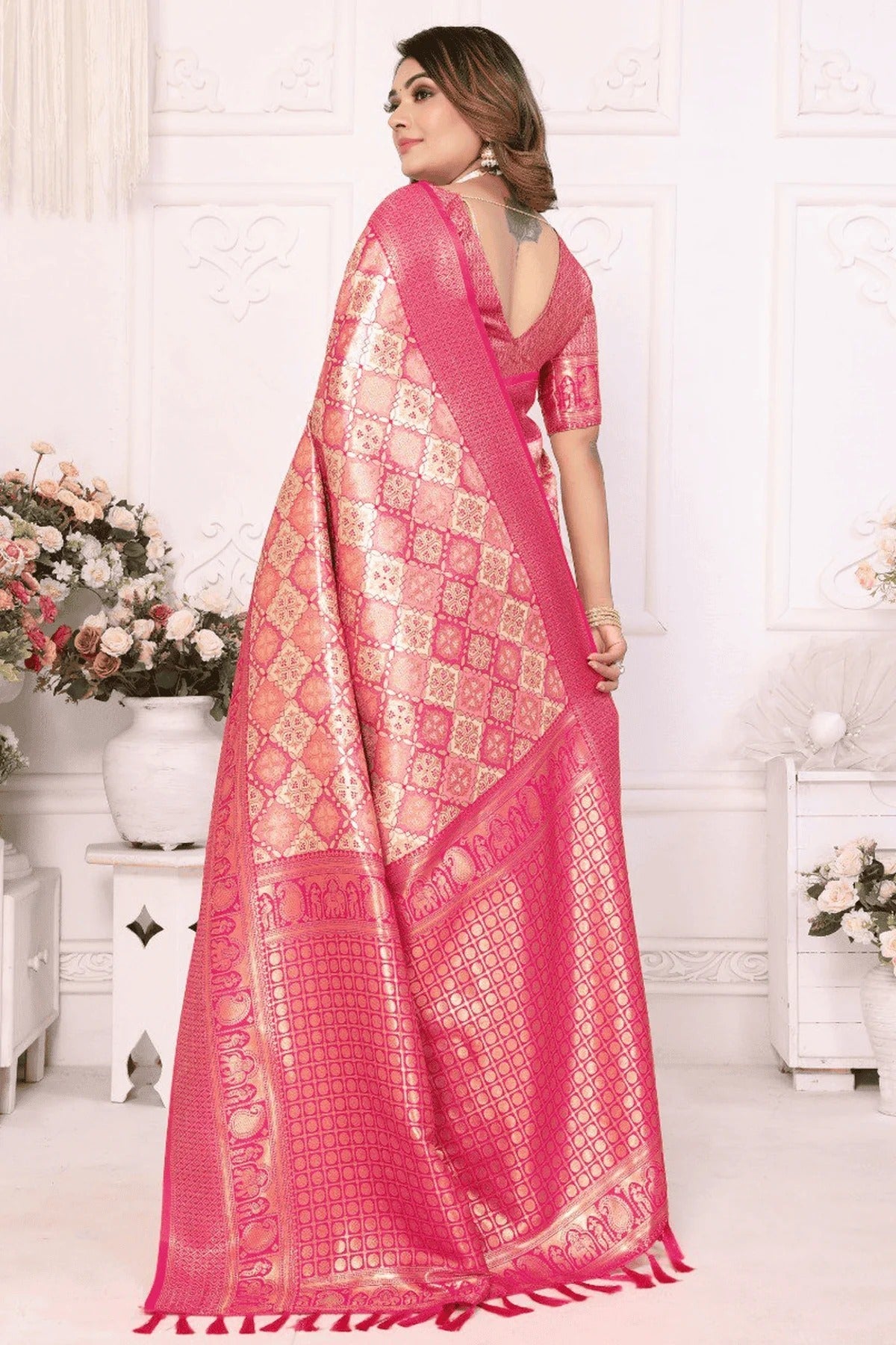 Cream Colour Woven Work Banarasi Silk Traditional Saree SD1250247 B