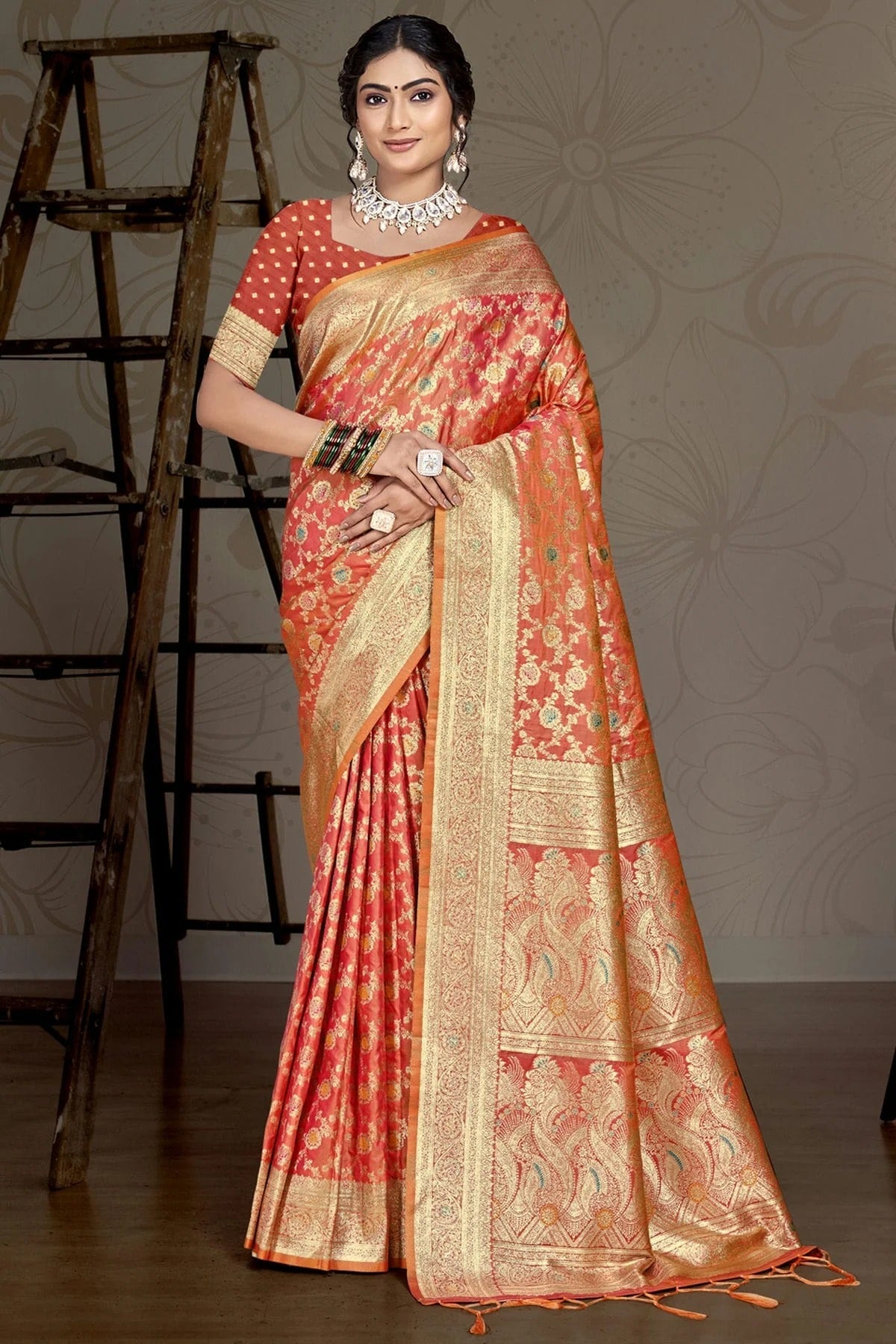 Dusty Orange Colour Silk Traditional Saree SD1102750