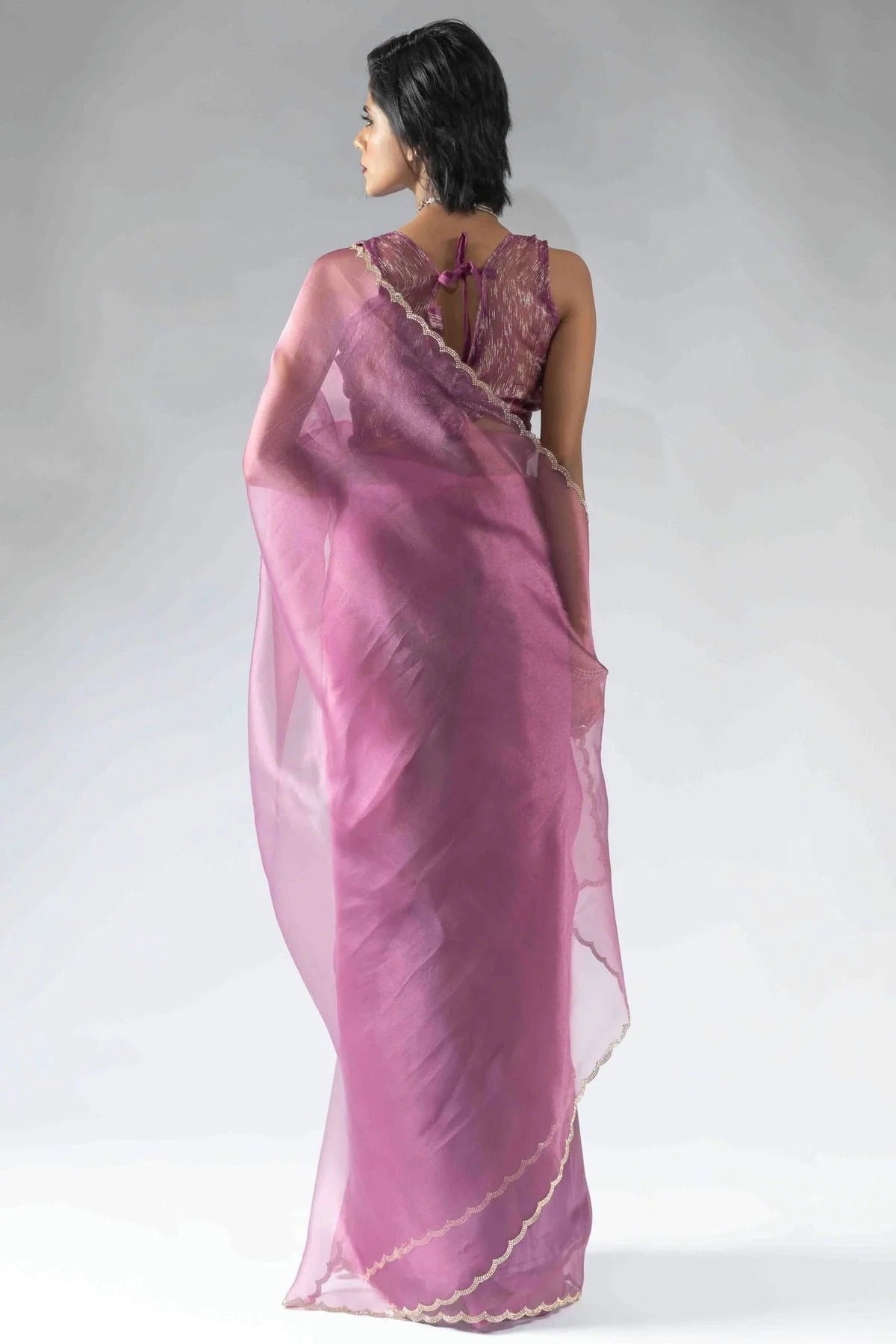Dusty Pink Colour Tissue Silk Ready To Wear Saree SD1122052 A