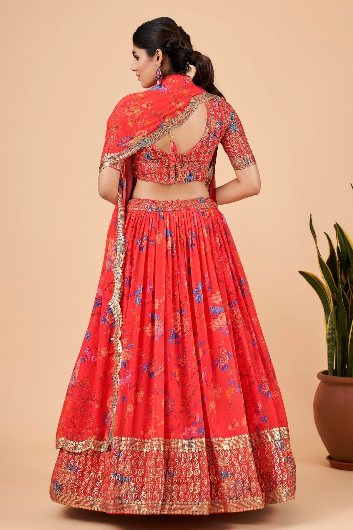 Faux Georgette Designer Lehenga Choli In Light Red Colour LC1270026 B