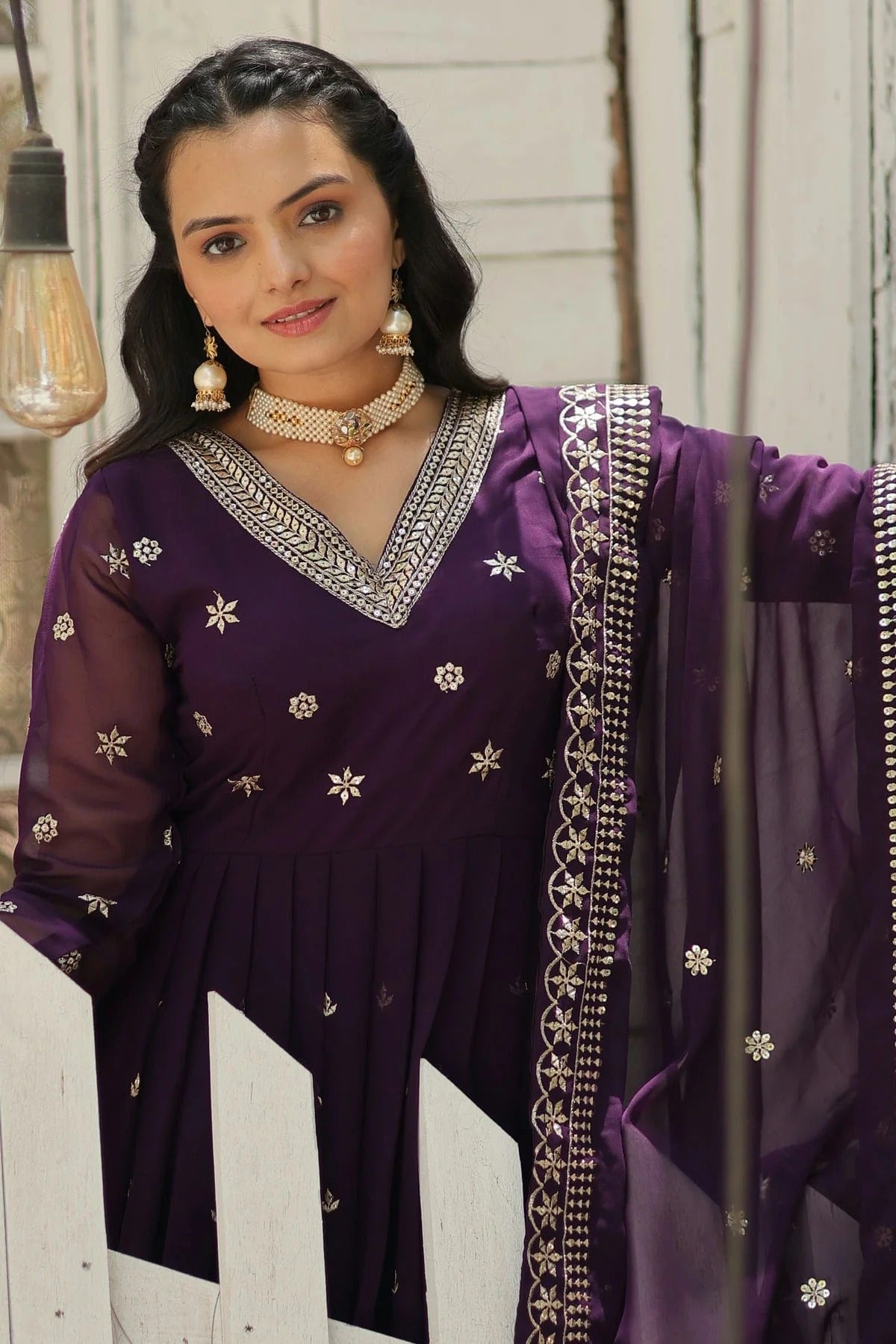 Faux Georgette Readymade Long Gown GW1110544 B