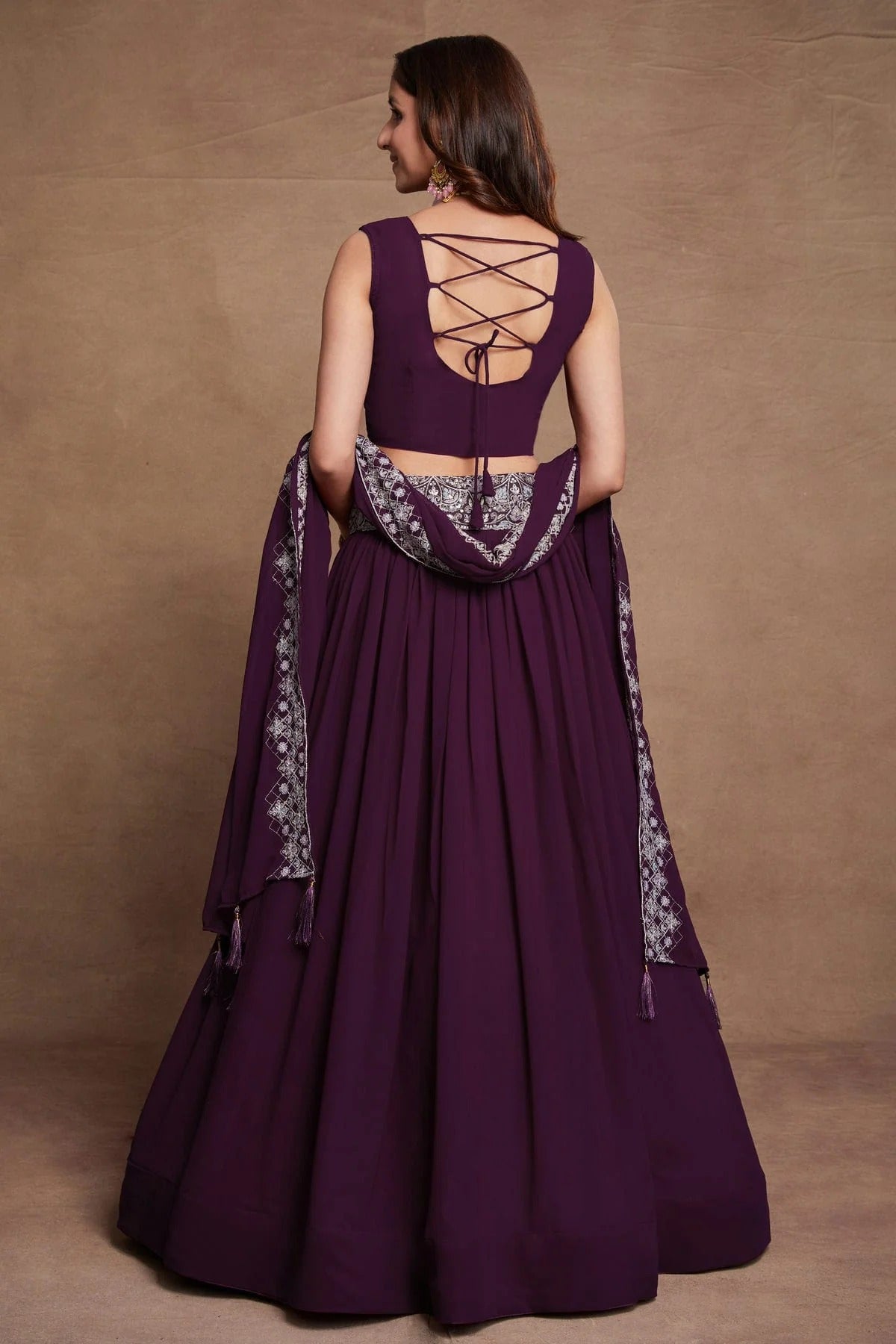 Georgette Designer Lehenga Choli In Violet Colour LC1270079 B
