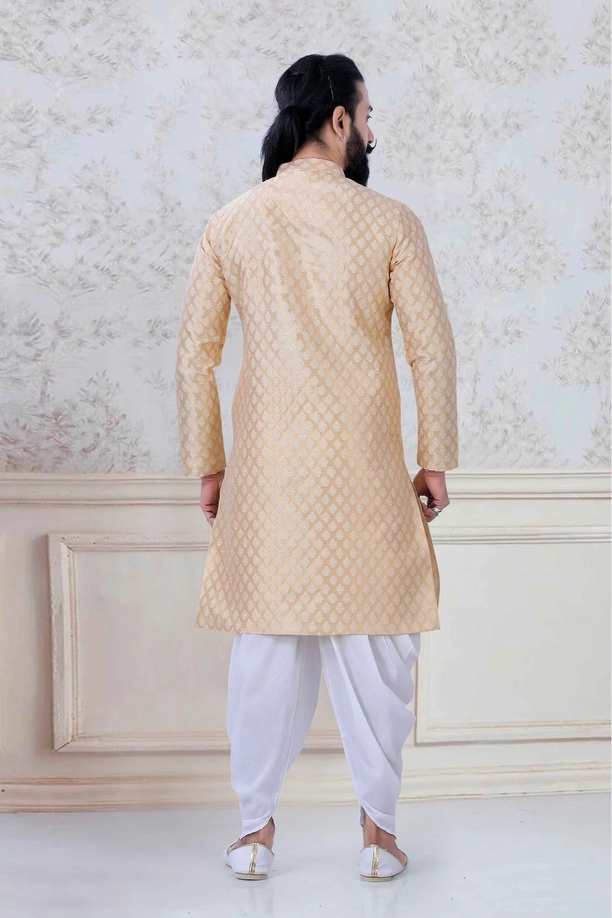 Gold Colour Jacquard Silk Festival Wear Dhoti Kurta KP1130068 A