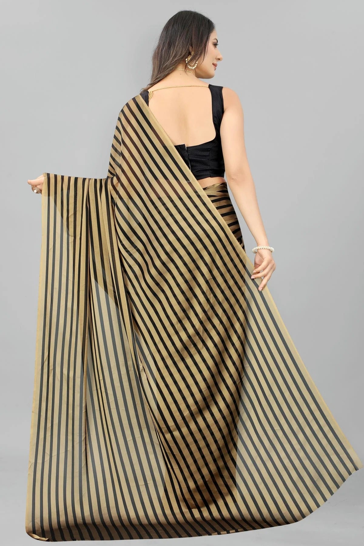 Gold Colour Poly Georgette Printed Saree SD1180115 A