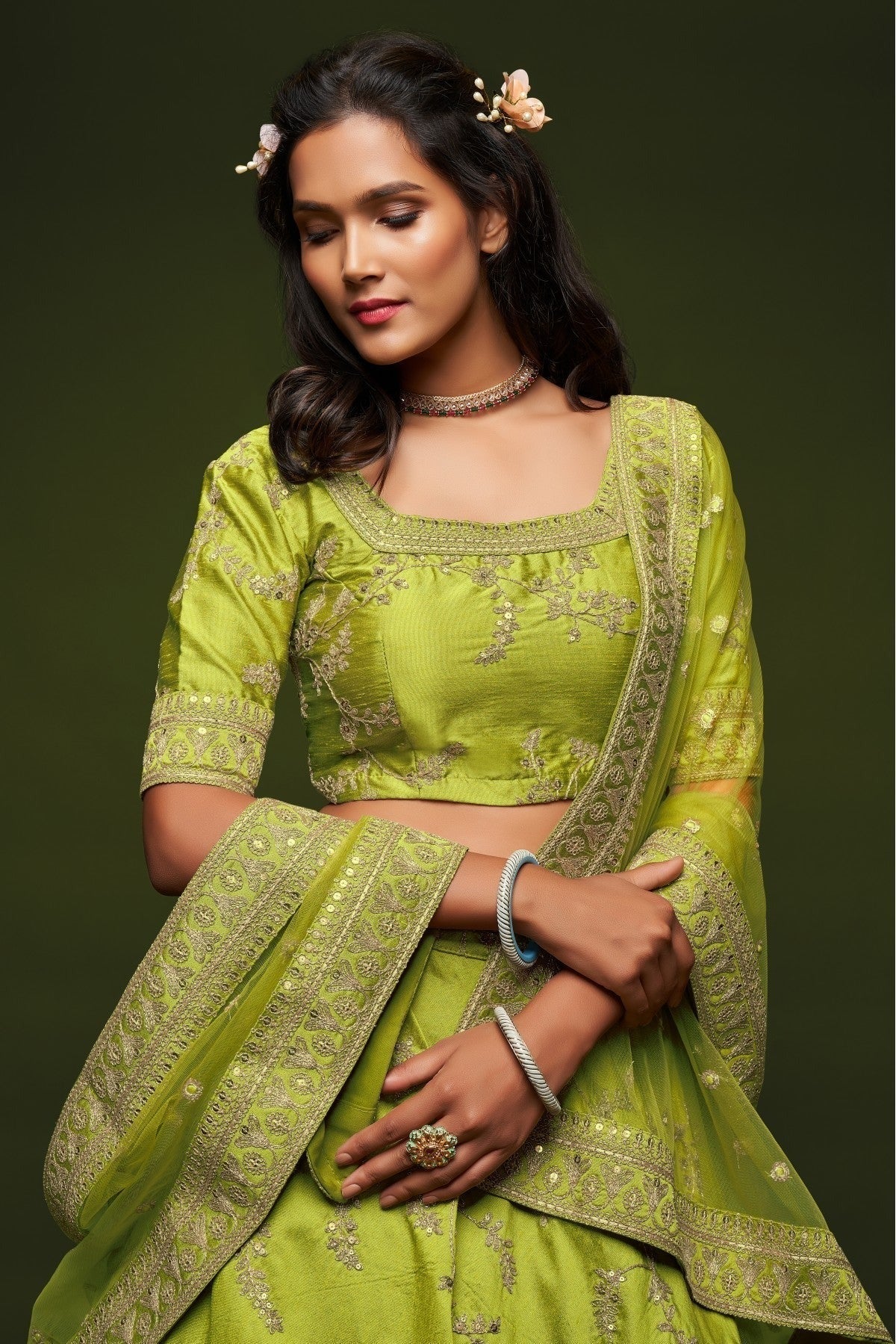 Green Colour Art Silk Lehenga Choli LC1010103 B