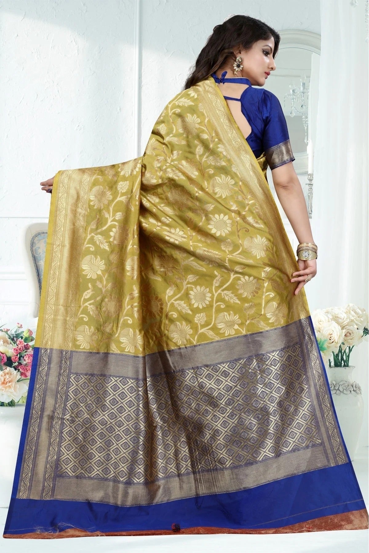 Green Colour Banarasi Art Silk Woven Saree SD1120781 A