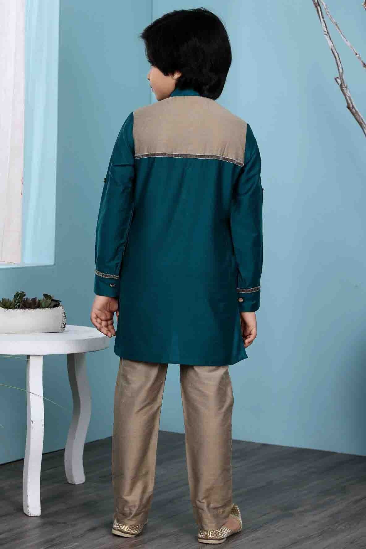 Green Colour Cotton Silk Kurta Pajama BW1070089 C