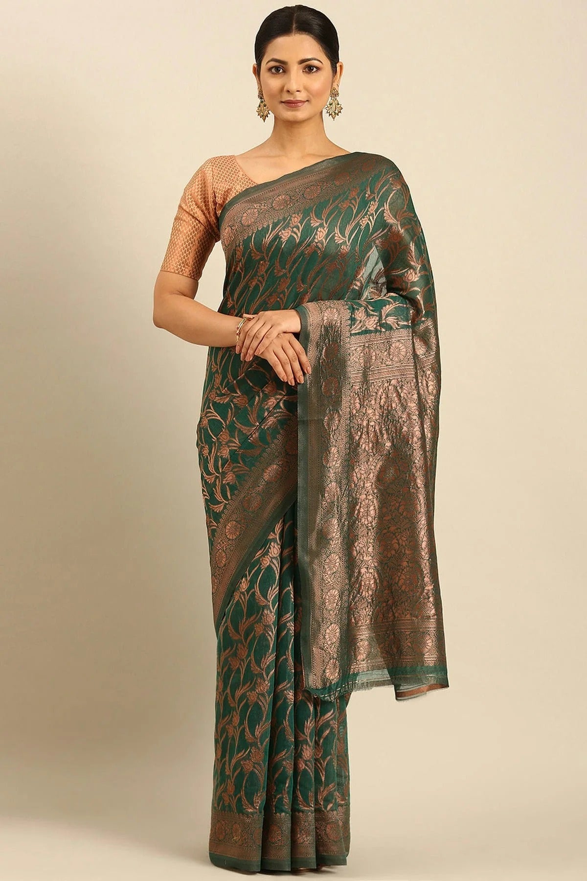 Green Colour Cotton Traditional Saree SD1102526