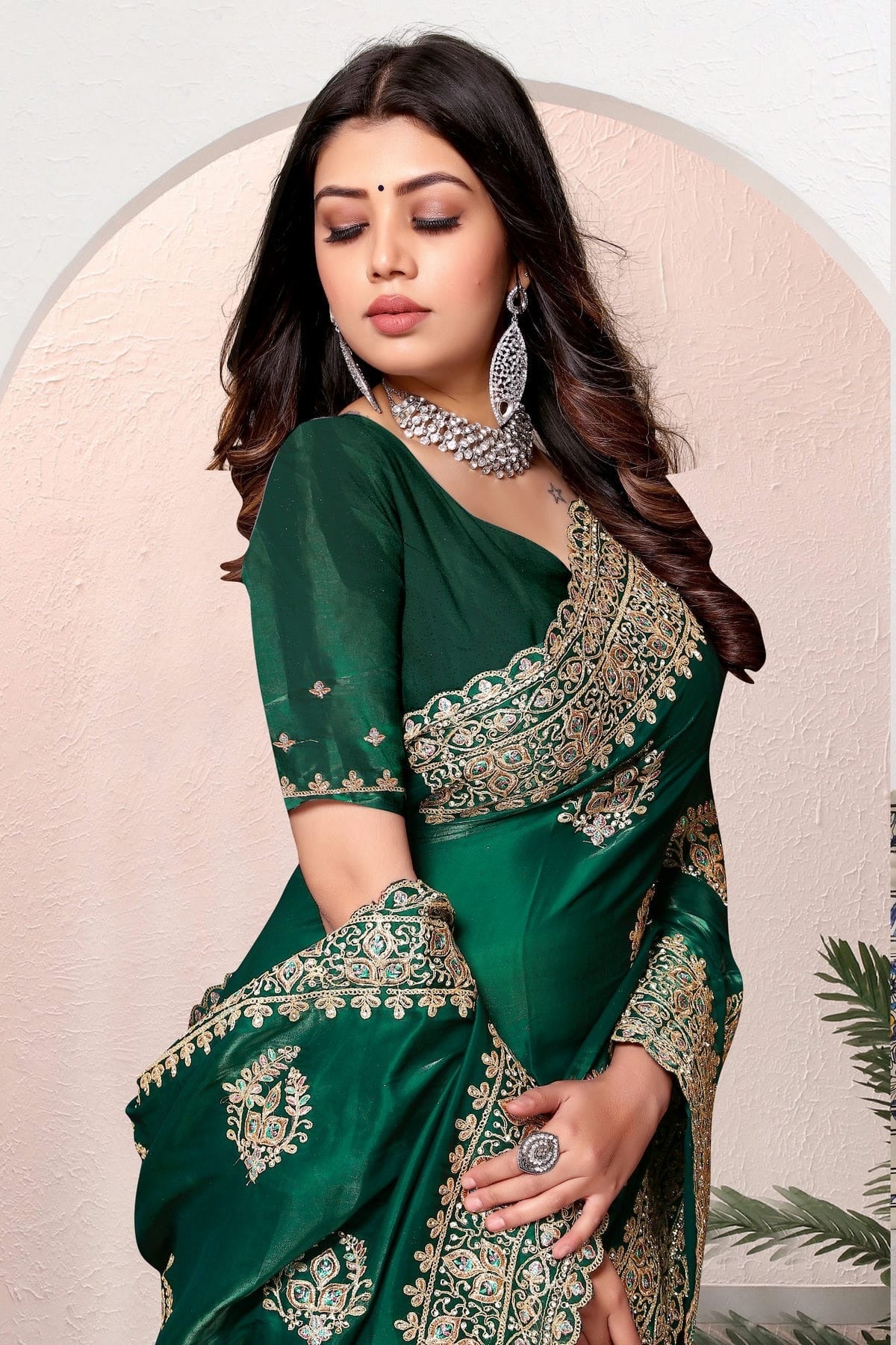 Green Colour Crepe Silk Saree SD1091014 A