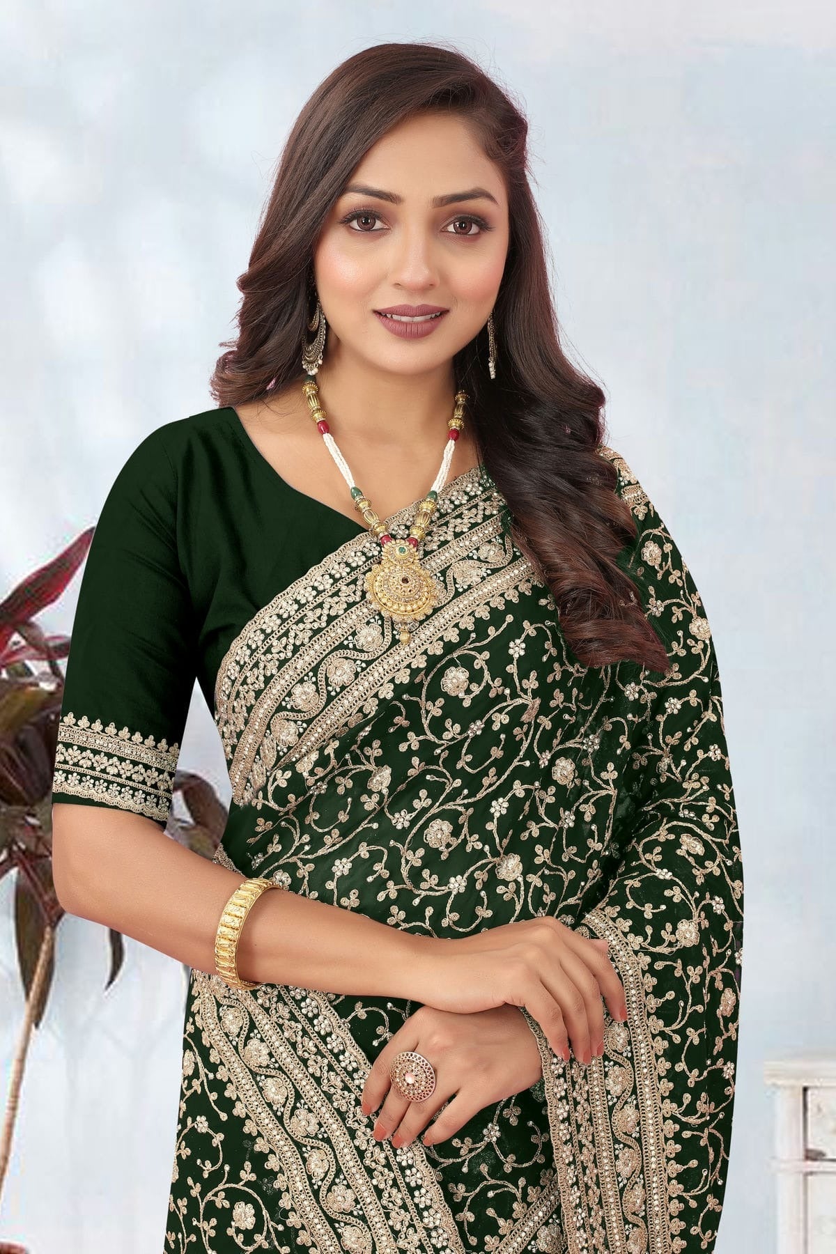 Green Colour Georgette Designer Saree LC1121717 A