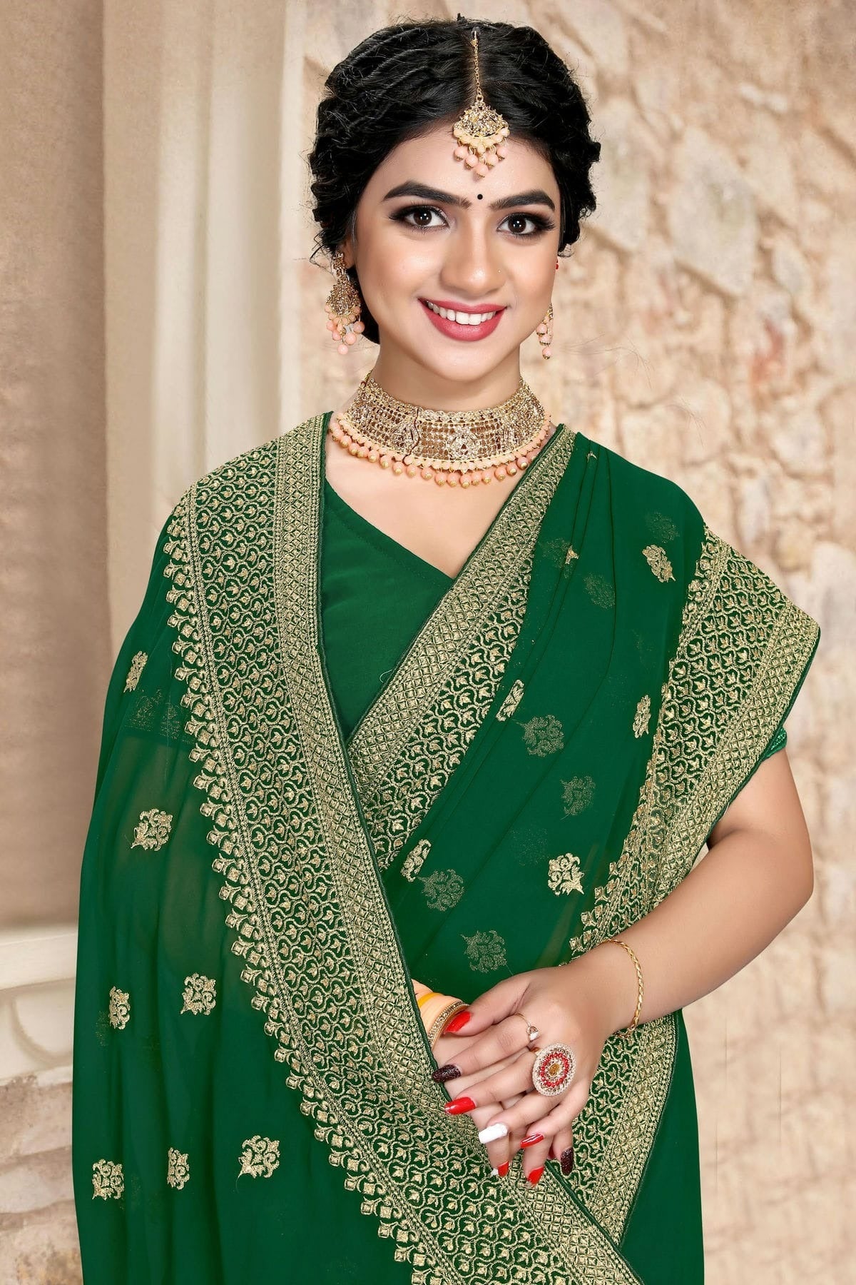 Green Colour Georgette Saree SD1090794 A