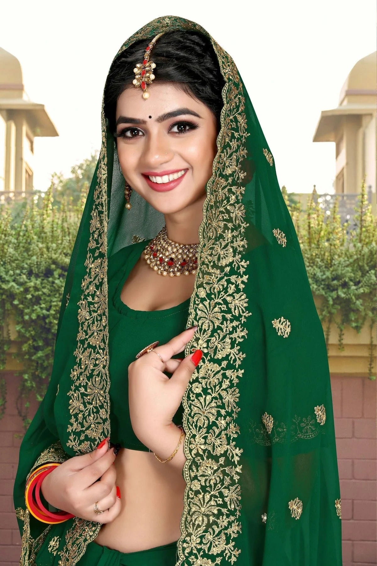 Green Colour Georgette Saree SD1090802 A