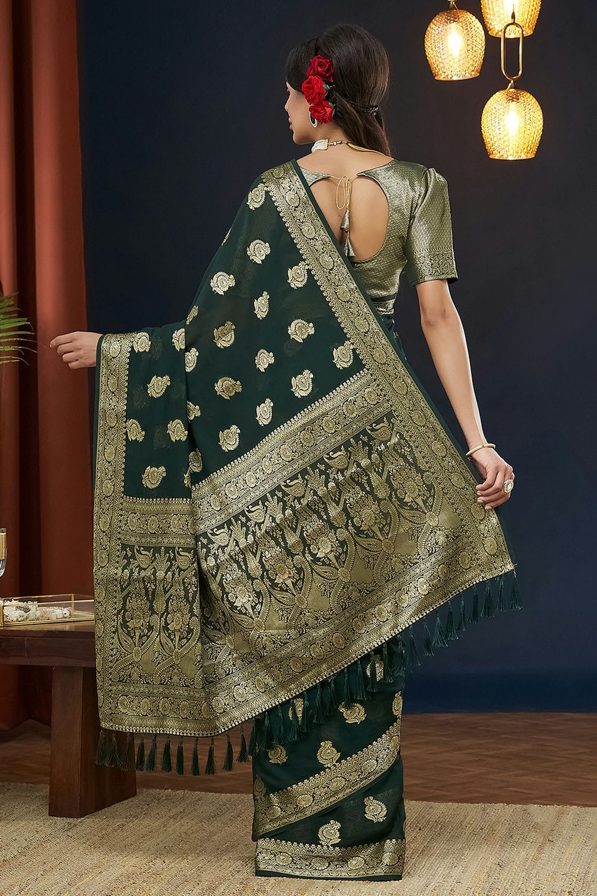 Green Colour Georgette Traditional Saree SD1112128 A