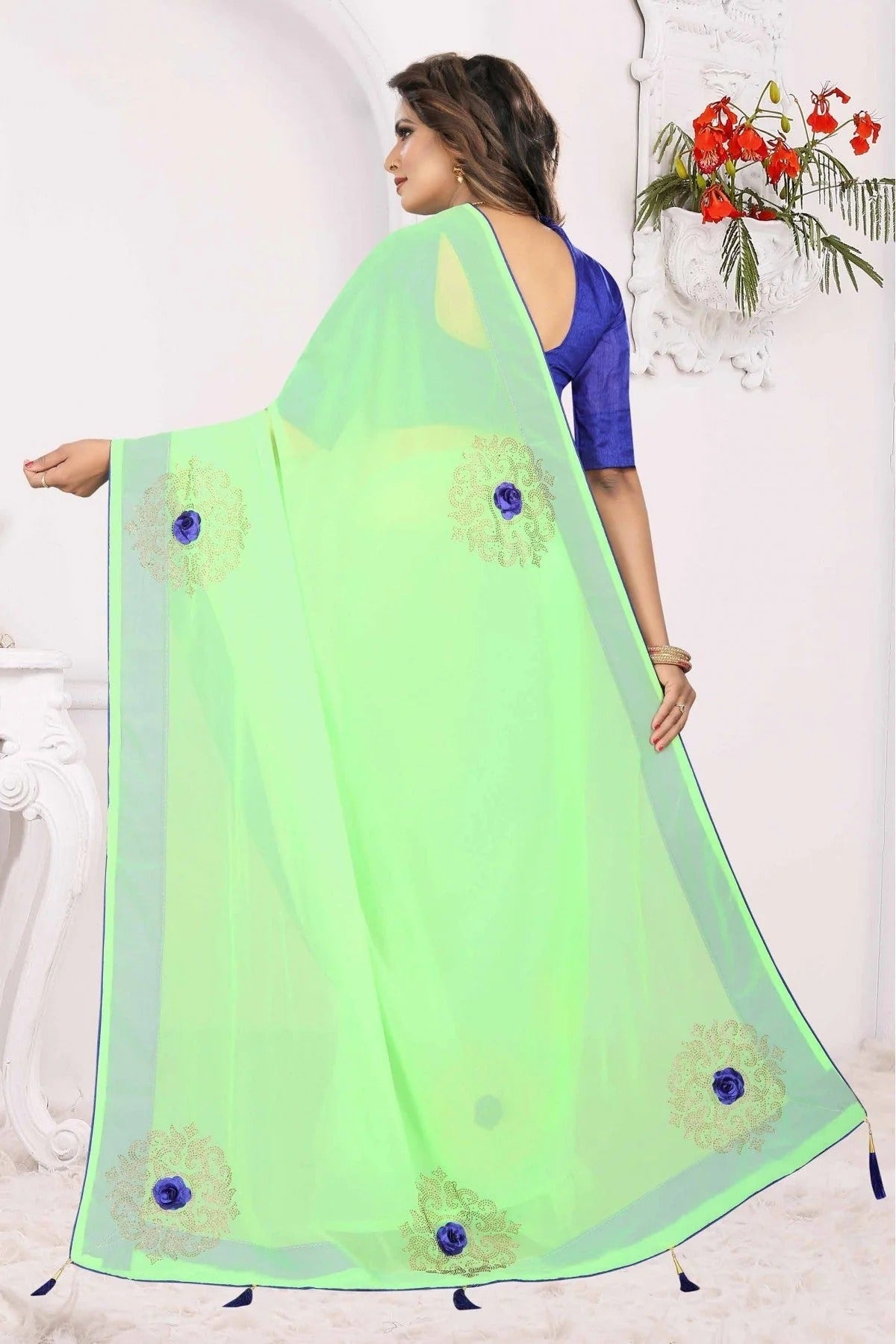 Green Colour Georgette Traditional Saree SD1120554 A