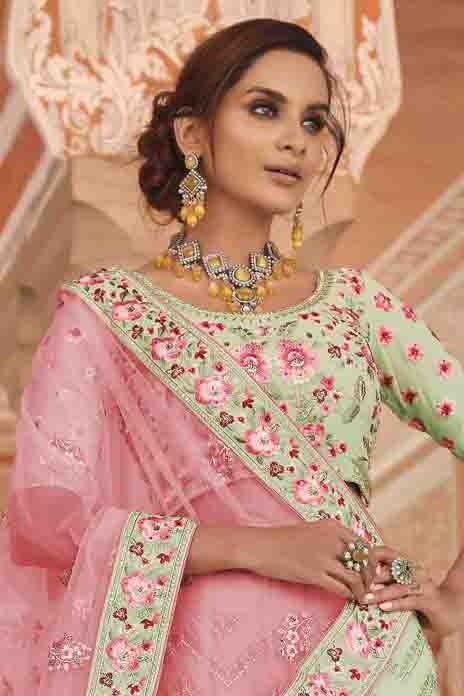 Green Colour Georgette Zari Work Lehenga Choli LC1080143 A