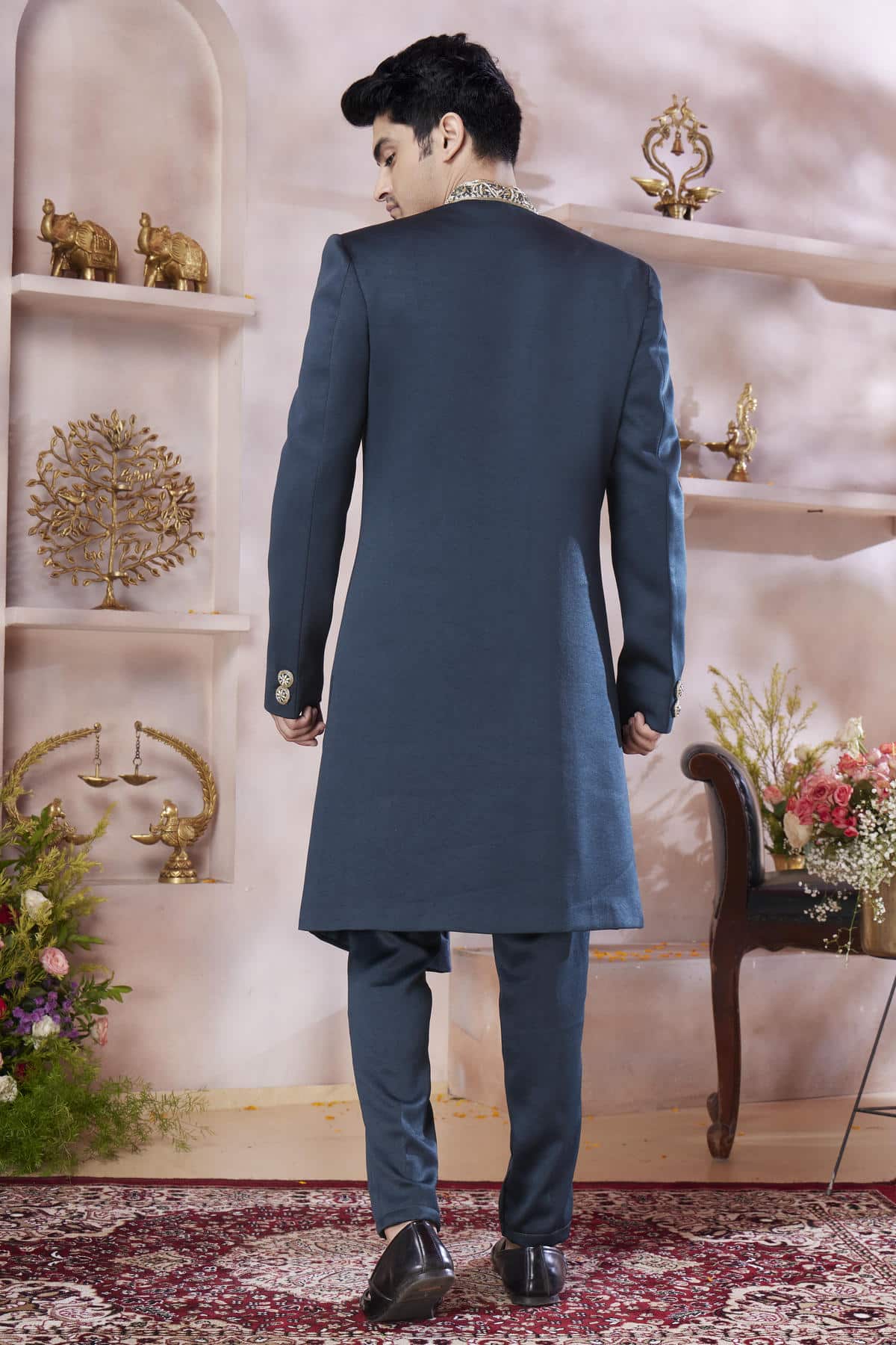 Green Colour Imported Embroidery Work Sherwani